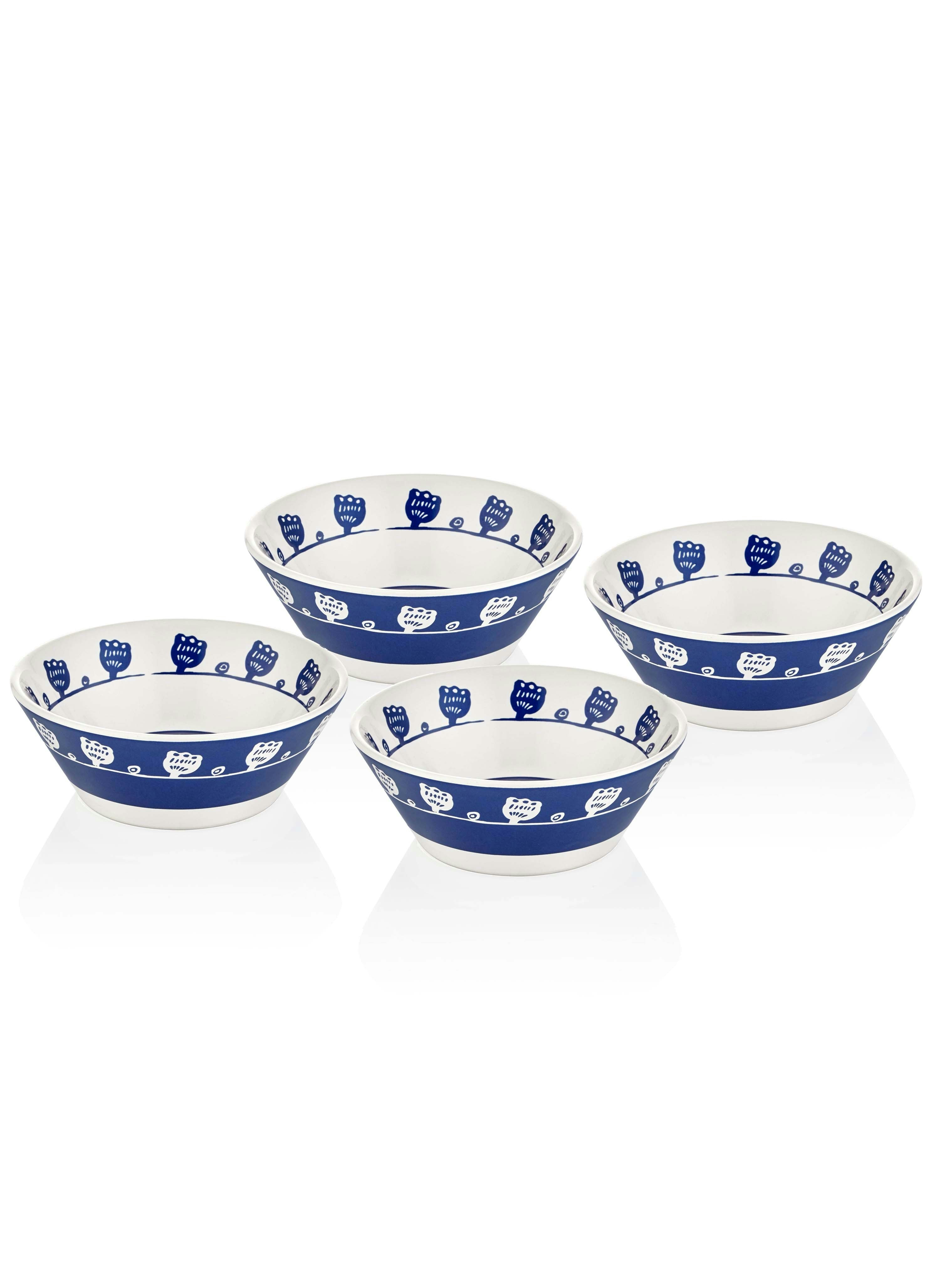 Rozi Blue Bloom Collection Bowls (Set Of 4) Size 4