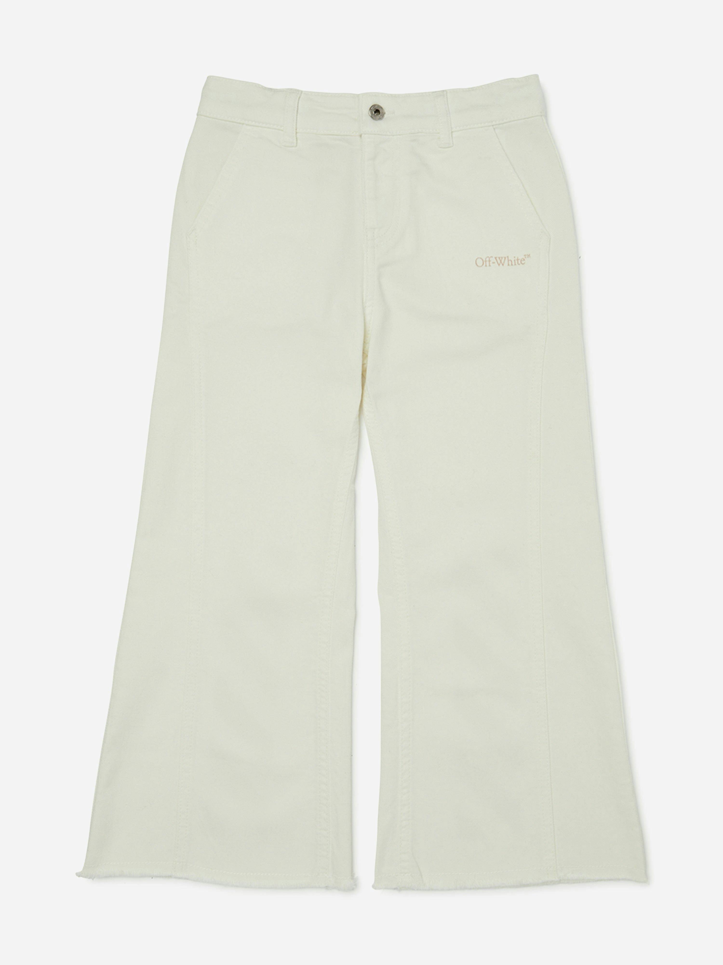 Off-White Girls White Off- Bookish Diag Denim Jeans In - 14 Yrs
