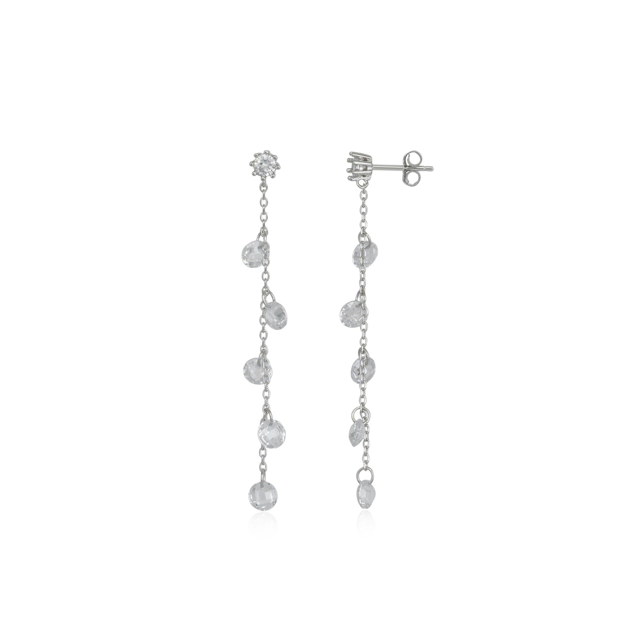 Spero London Silver Drop Crystal Sterling Earrings