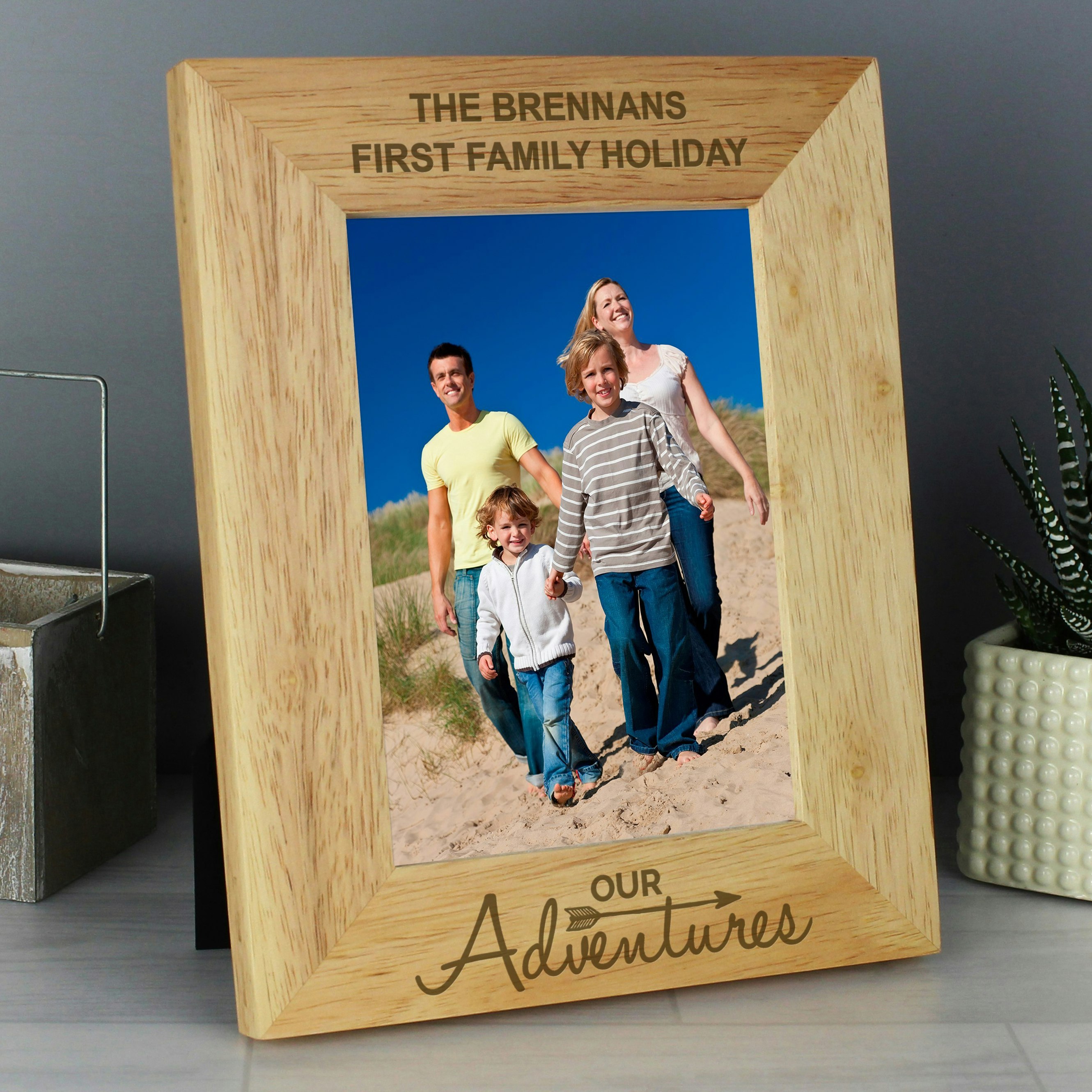 Rackhams Personalised Our Adventures 5X7 Oak Finish Photo Frame