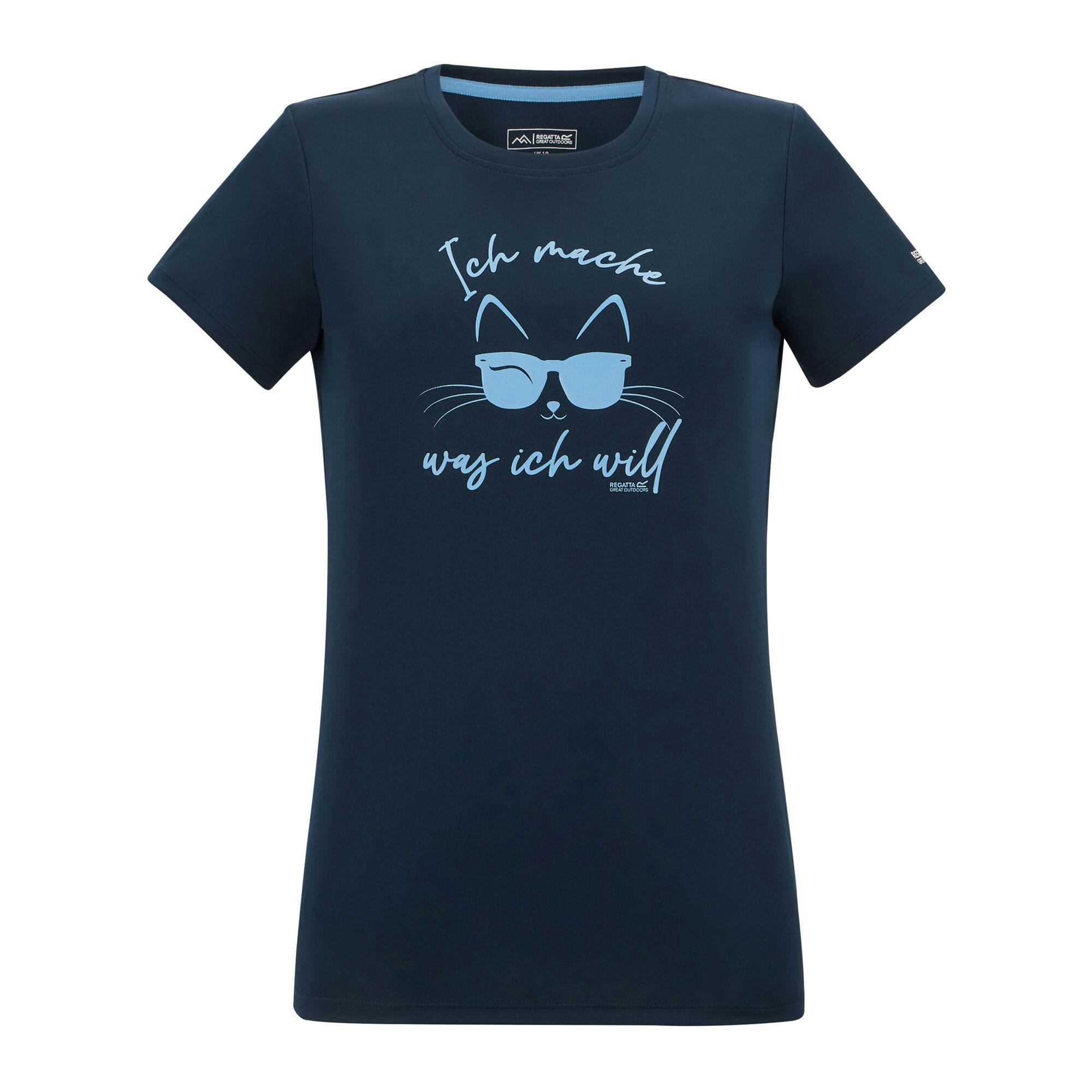 Regatta Women's Blue Fingal Slogan Cat T-Shirt - Navy - 8 Uk - Navy - 70% Polyester/30% Recycled Polyester