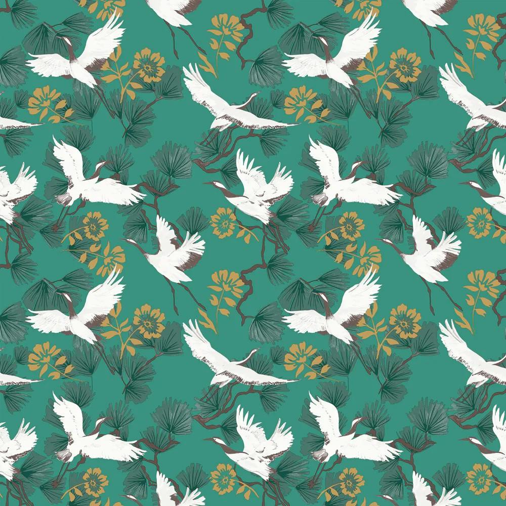 Furn Demoiselle Wallpaper - Jade - One Size - Jade - 100% Mixed