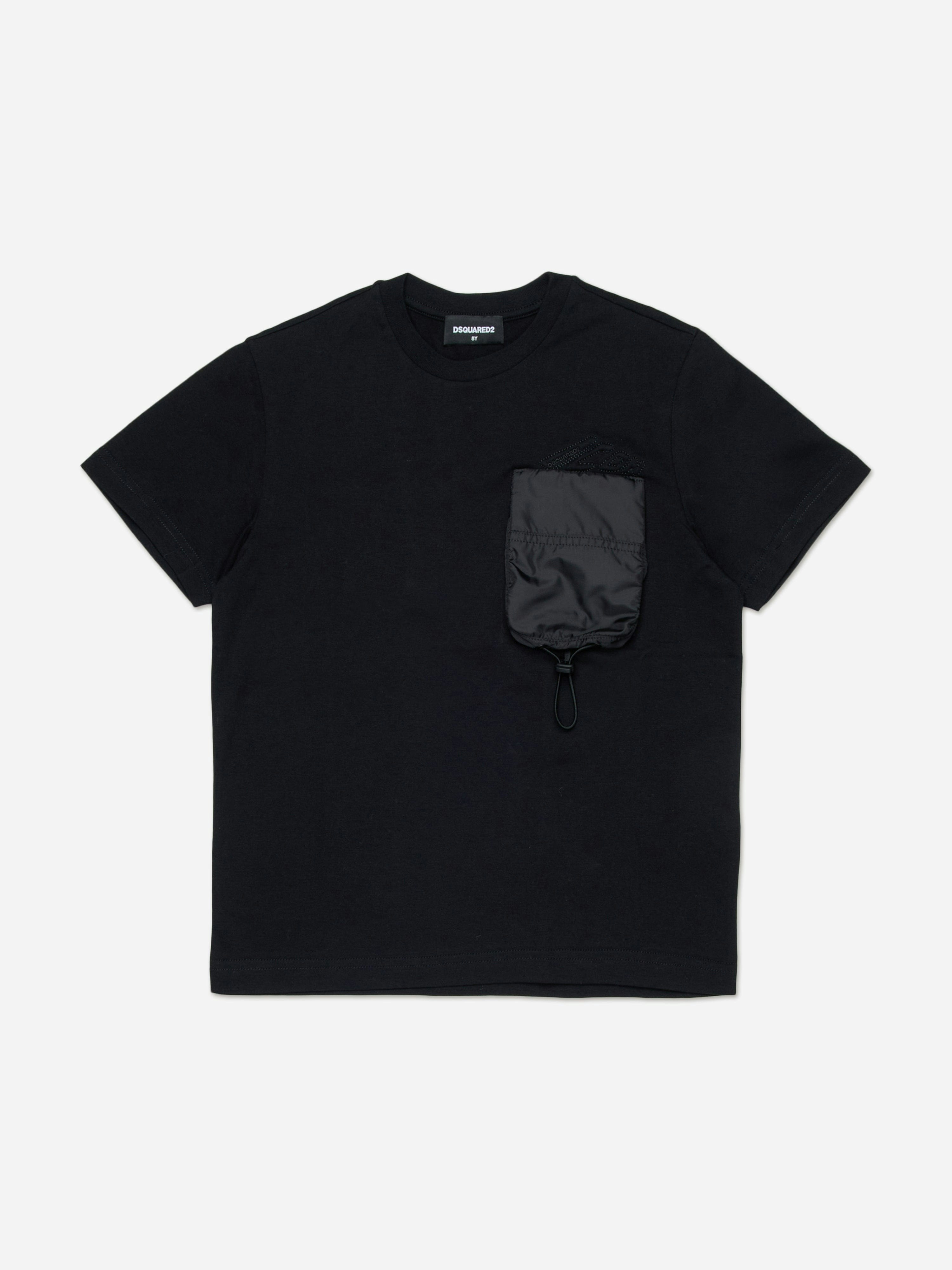 Dsquared2 Kids Boys Black Icon Pocket T-Shirt In - 14 Yrs