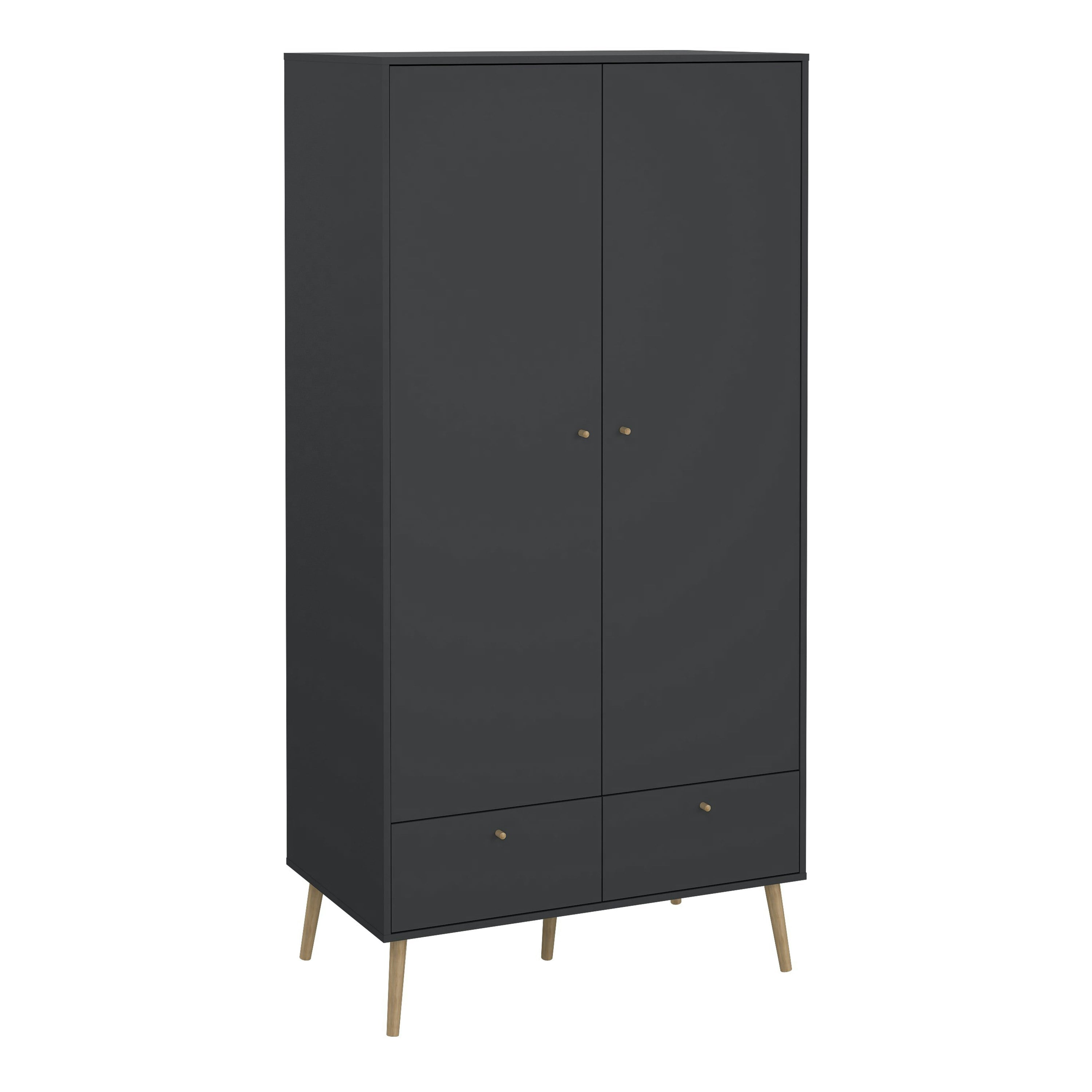 B&Q - Cumbria Wardrobe With 2 Doors + 2 Drawers In Dark Grey - Image 3