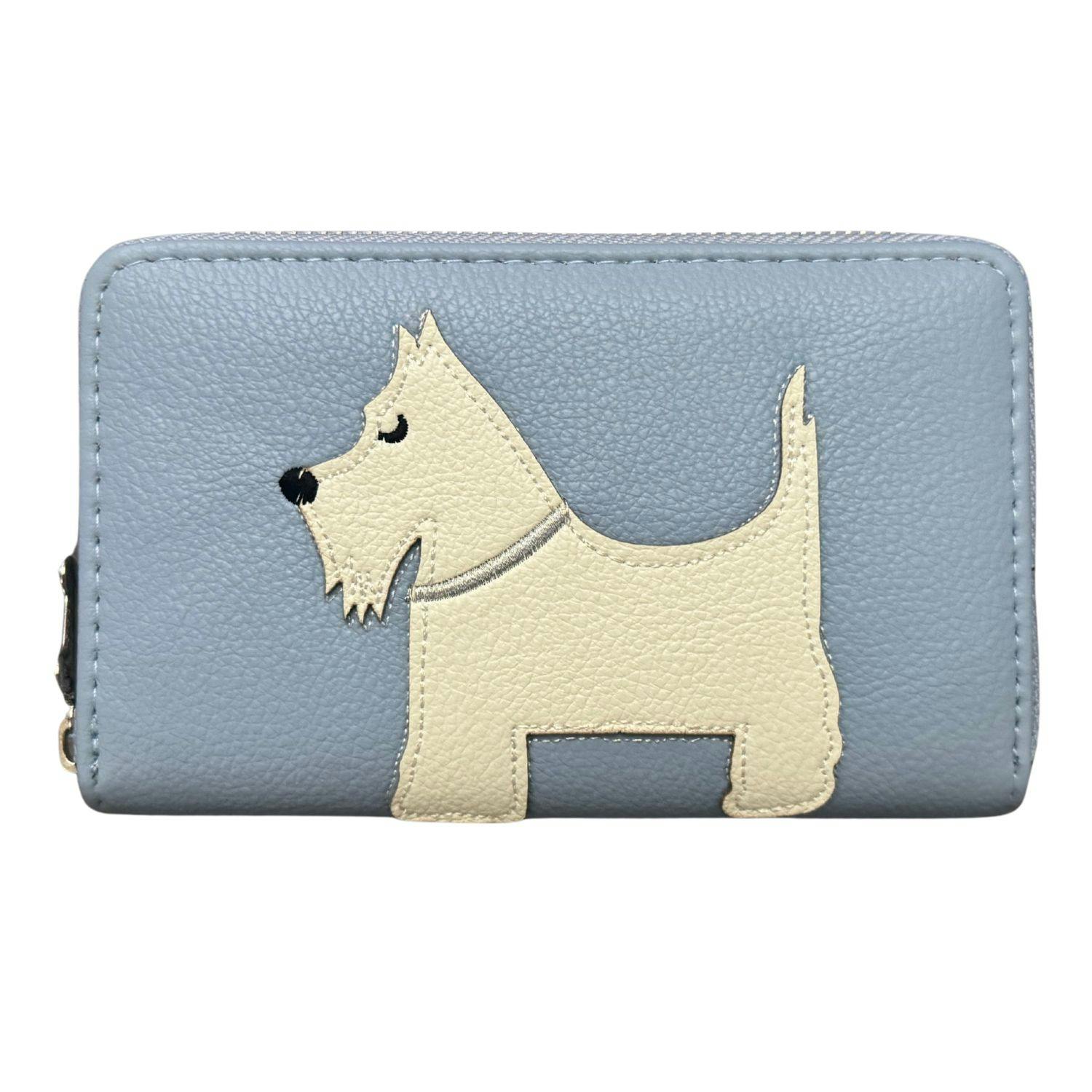 Fores Collection Women's Blue Scottie Dog Zip Around Purse – ’S Faux Leather Concertina Wallet