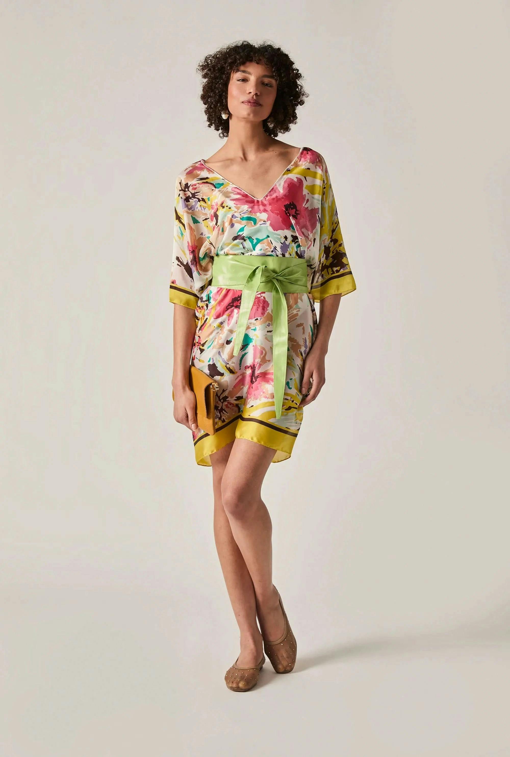James Lakeland Yellow Floral Mosaic Kaftan
