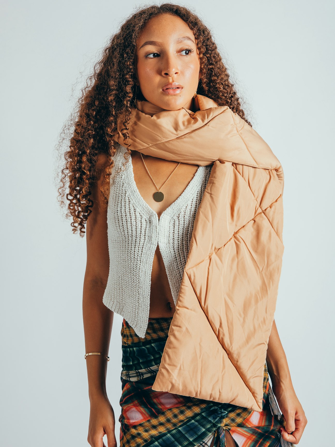 Svnx Beige Puffer Scarf