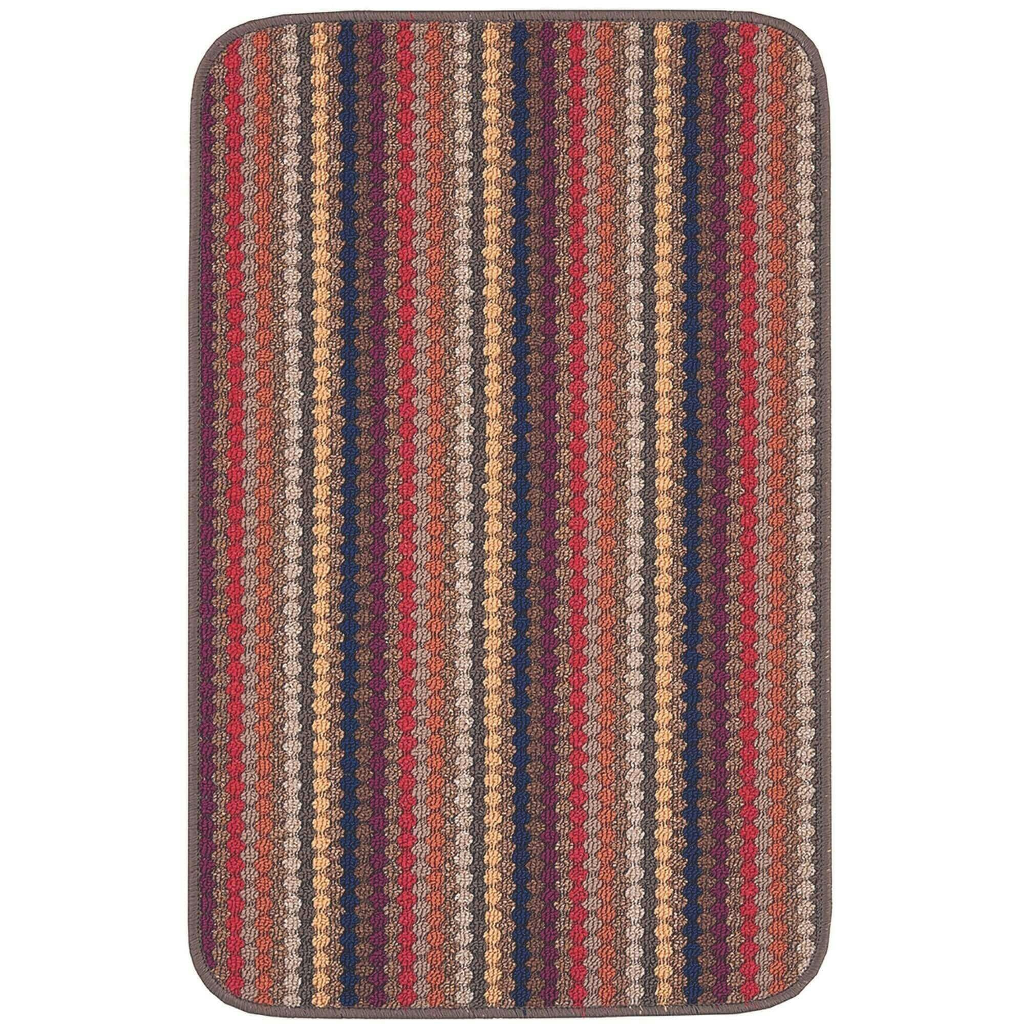 The Rugs Brown Washable Stripe Mats - 57X90 Cm