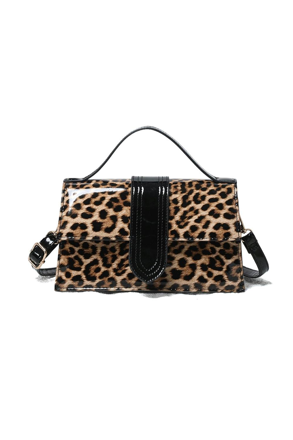 Pluspup Animal Print Top Handle Crossbody Bag With Flap Closure - Tan