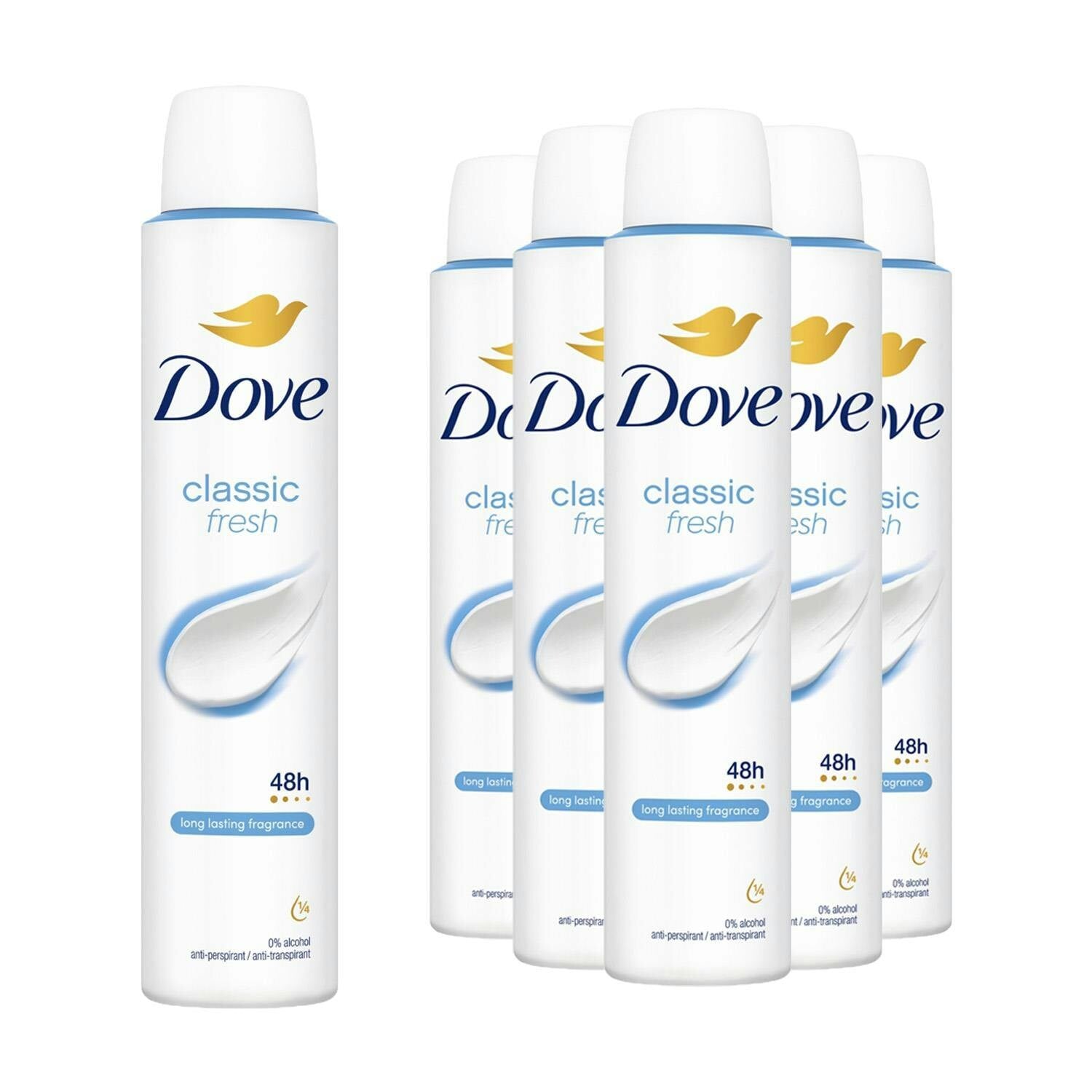 Dove Women's Cream/Light Anti-Perspirant Deodorant Classic 6X200ml, 48H Sweat Protection For - Image 7