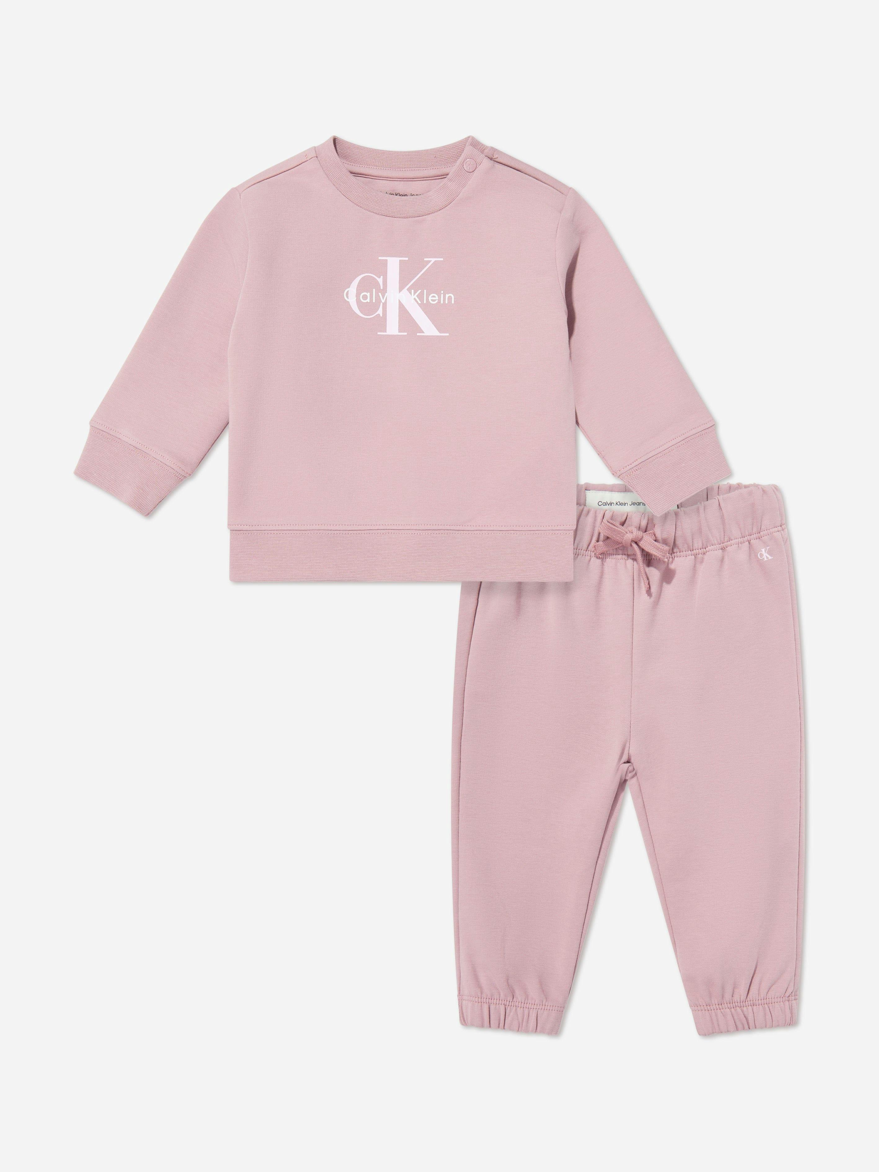 Calvin Klein Women's Pink Baby Girls Monogram Tracksuit In - 9 Mths
