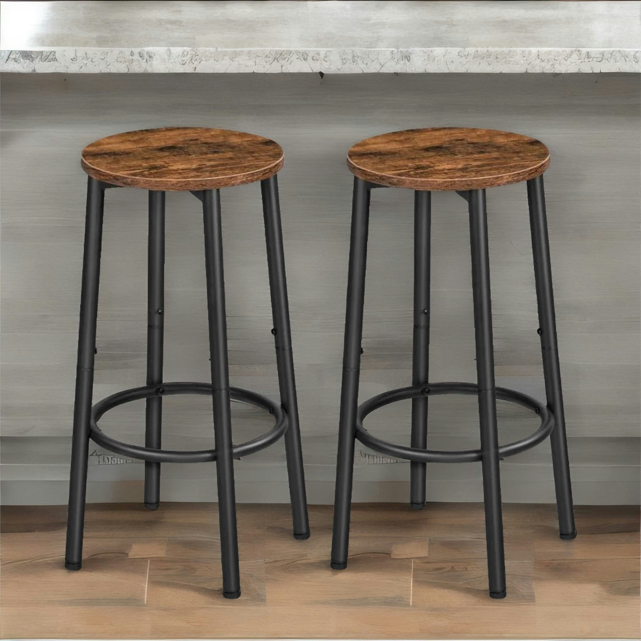 Rafaelo Mobilia Brown/Black Set Of 2 Bar Stools