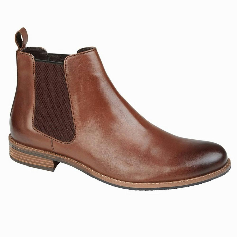 Roamers Men's Brown Leather Gusset Boots - 11 Uk - 100% Leather