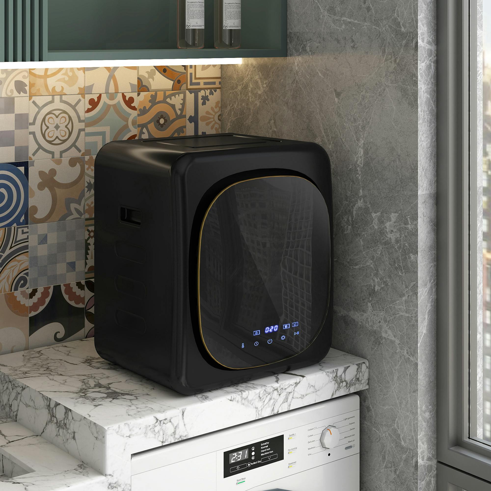Homcom Black 4Kg 800W Vented Tumble Dryer With Deodorize, Smart Mode, - 48W X 40D X 56H Cm - Vented Tumble Dryer