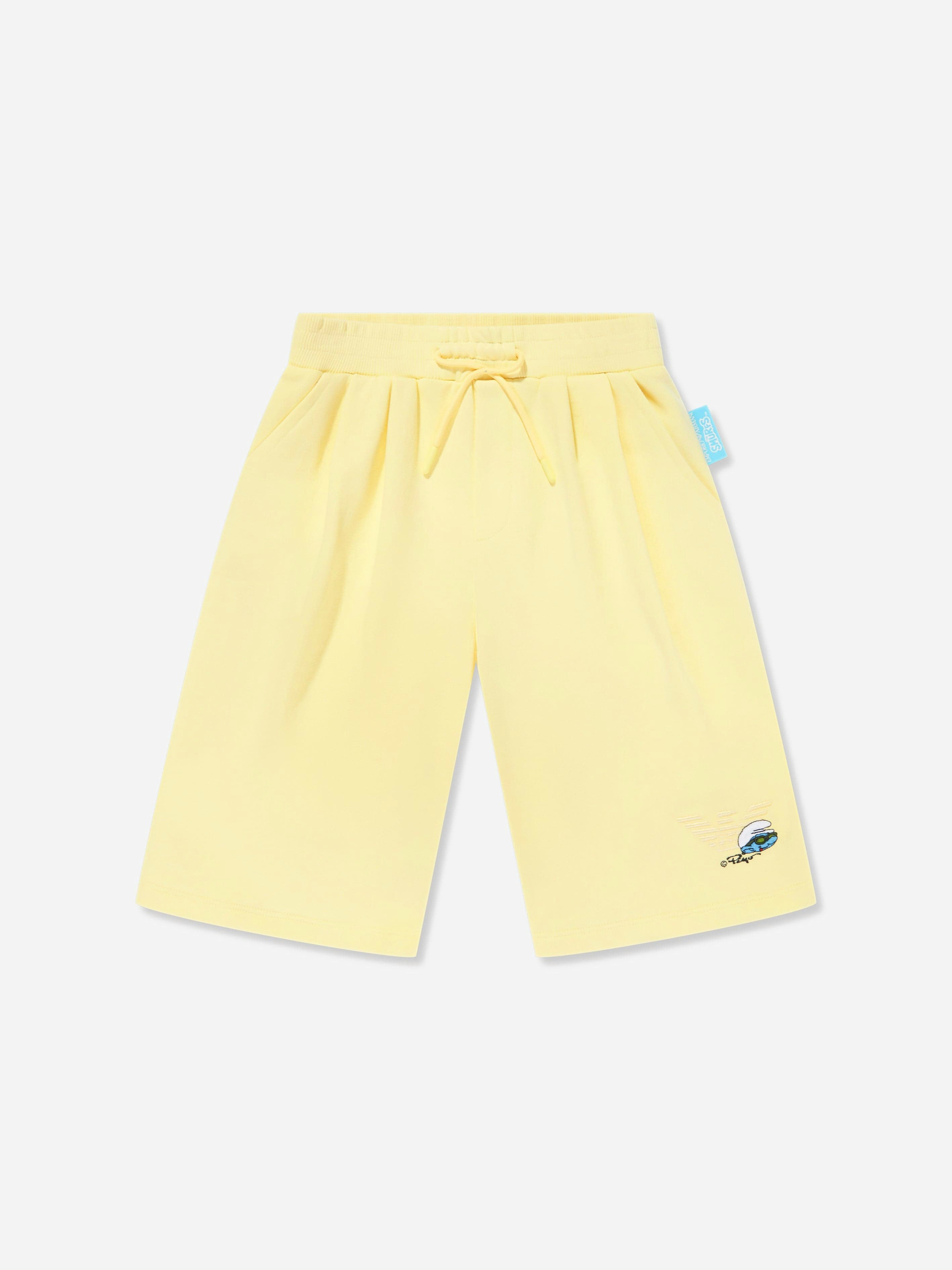 Emporio Armani Boys Yellow Smurf Logo Shorts In - 4 Yrs