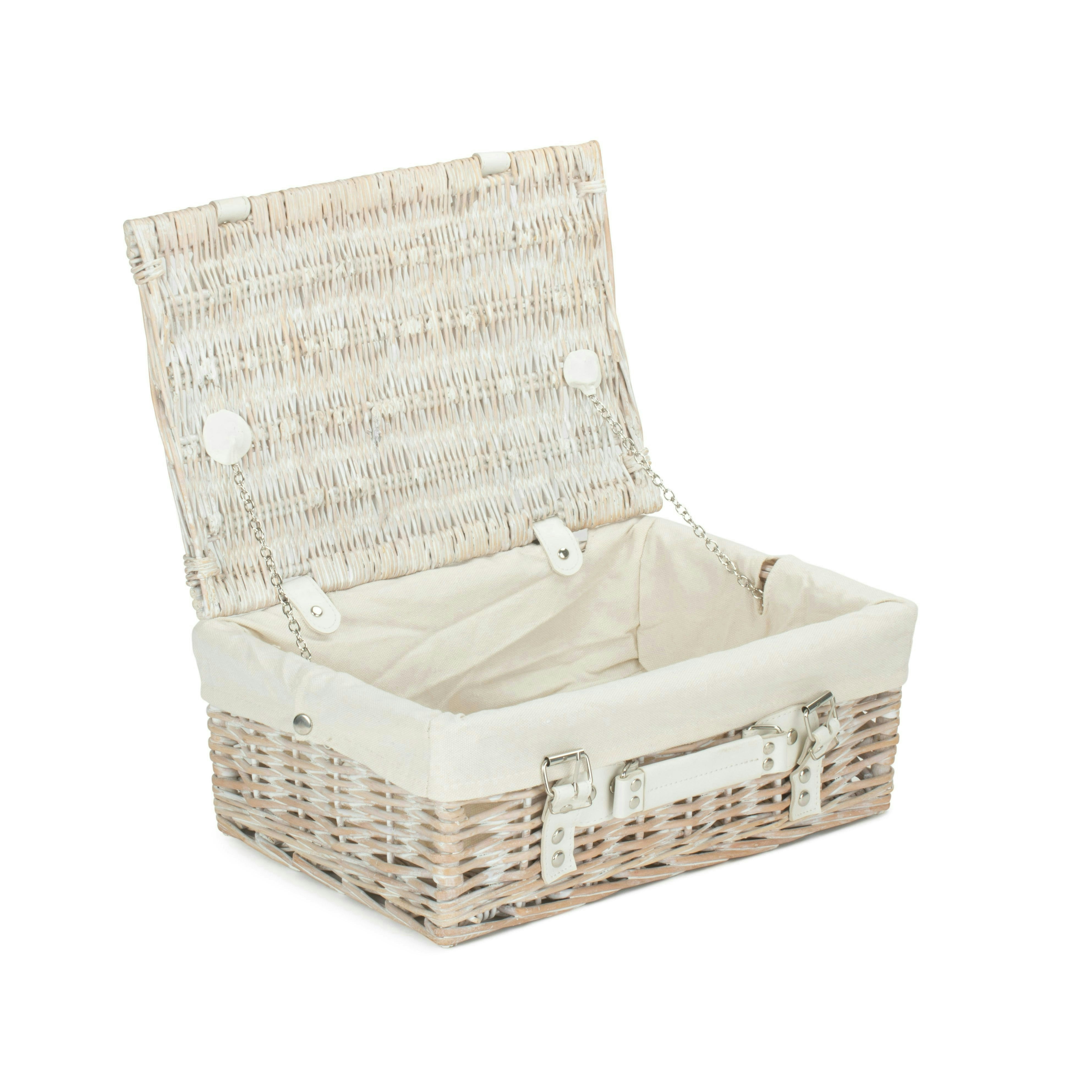 Rackhams White 36Cm Wash Willow Wicker Picnic Basket - Wicker - 1