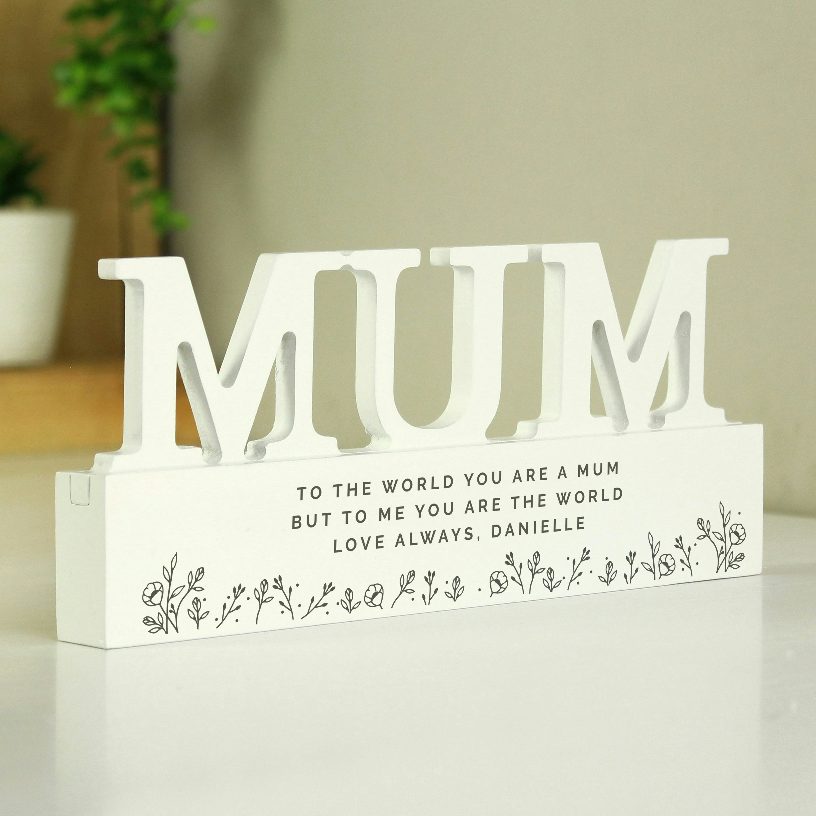 Personalised Memento Company Personalised Floral Wooden Mum Ornament
