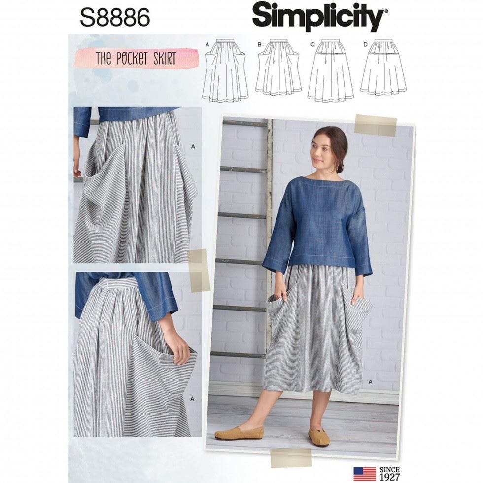 Simplicity Women's Sewing Pattern 8886, Skirts For R5 (14-16-18-20-22) - Intermediate - R5 (14-16-18-20-22)