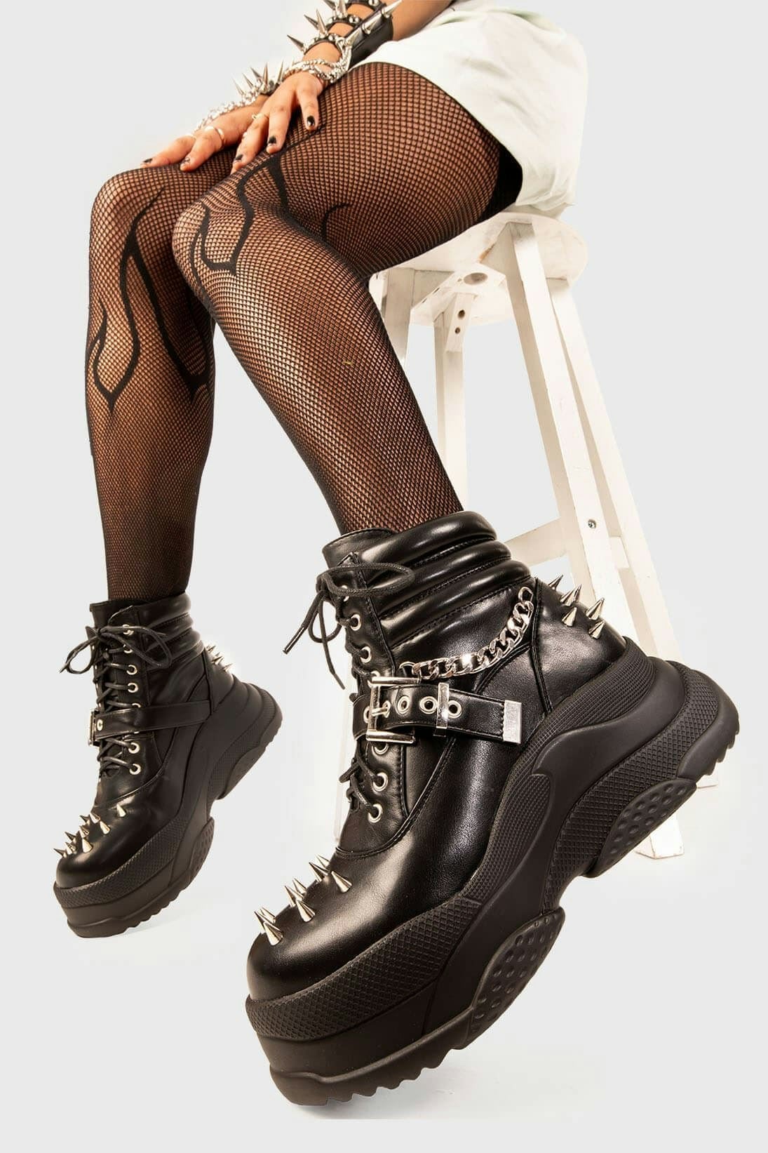 Lamoda Women's Black/Silver Screamin' Loud Chunky Platform Casual Shoes - Uk 3