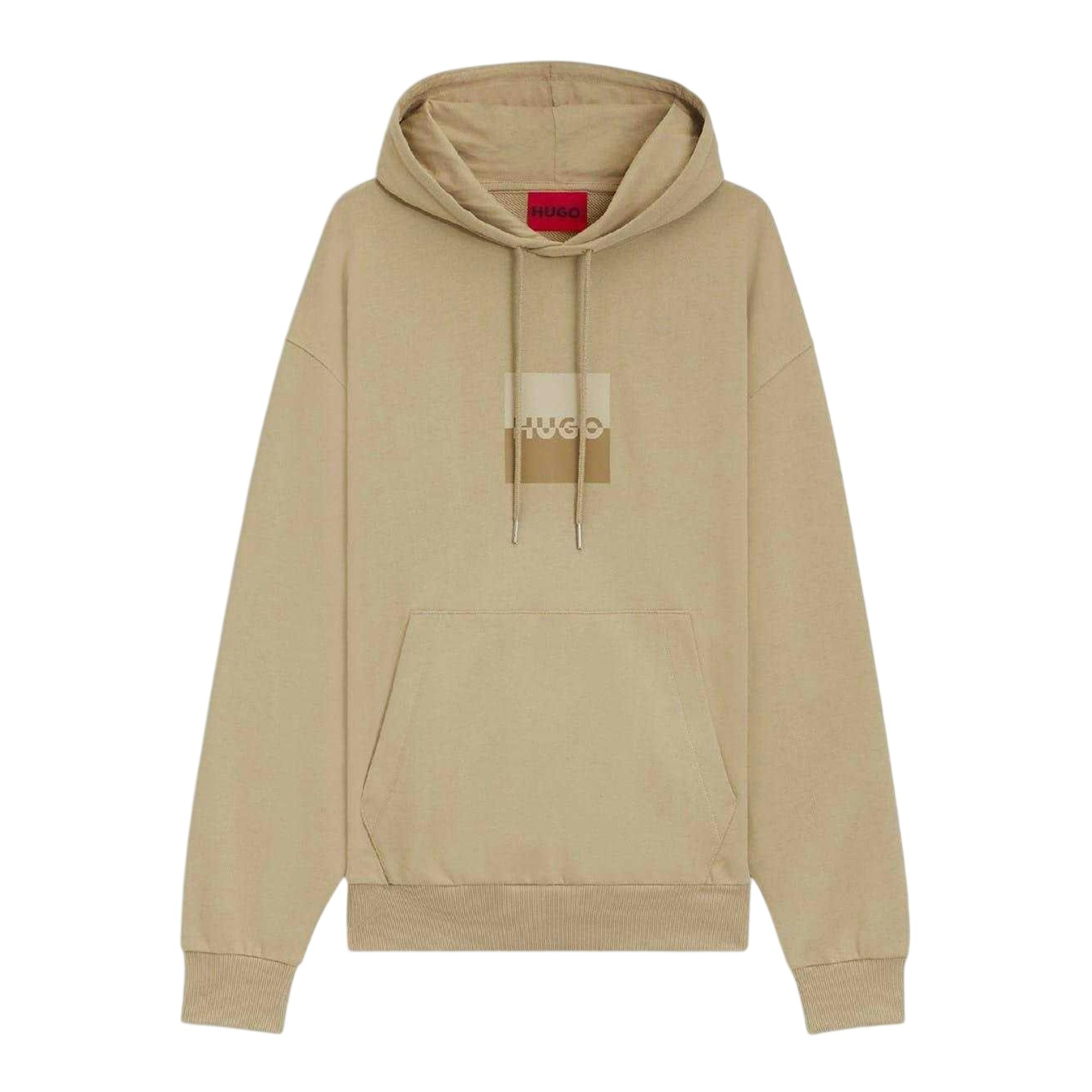 Hugo Men's Beige Hooded Regular Drop Sleeve Hoodie - Medium - Xxl - Medium - 100% Mixed