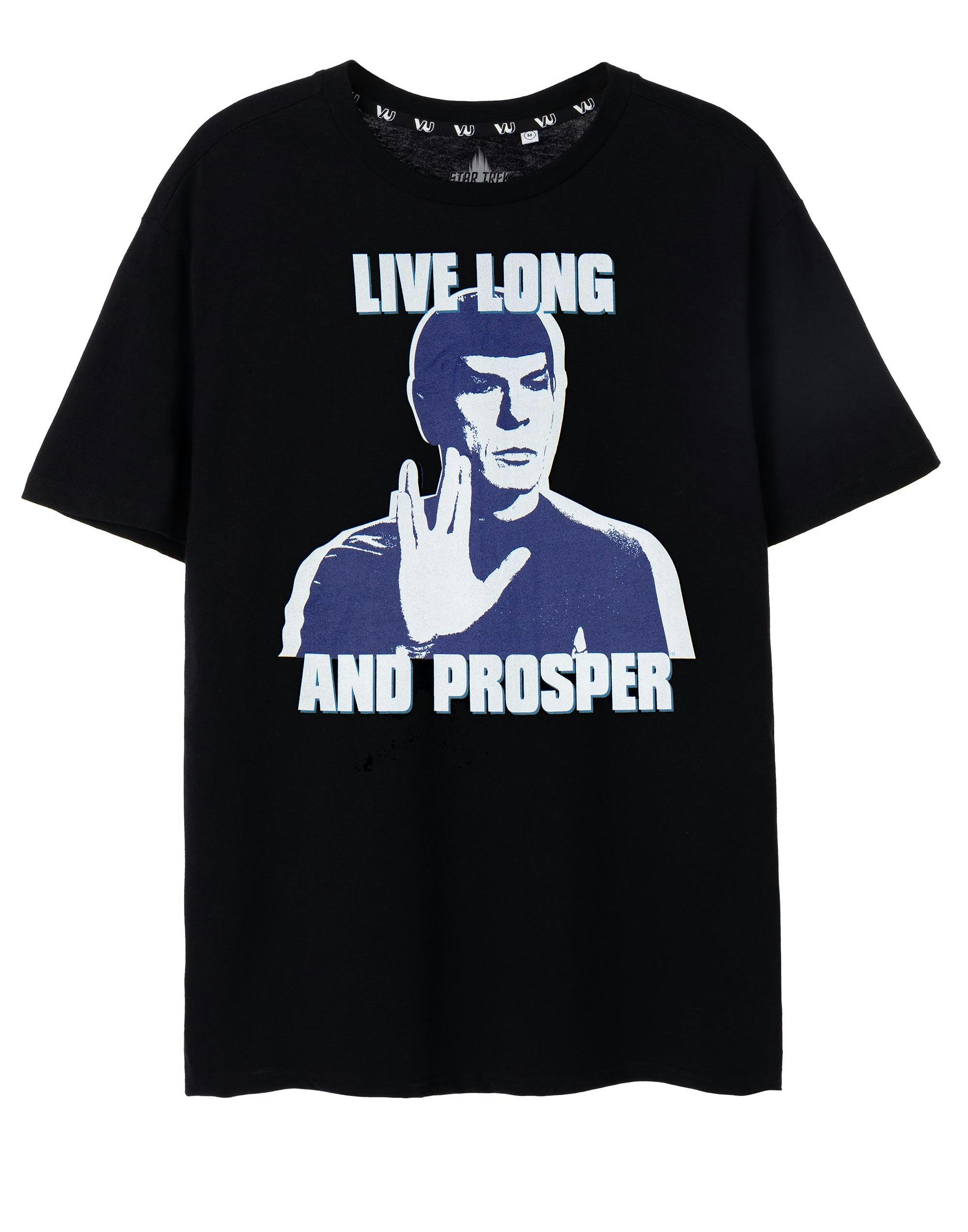 Vanilla Underground Men's Black Star Trek Live Long And Prosper Short Sleeved T-Shirt - Small