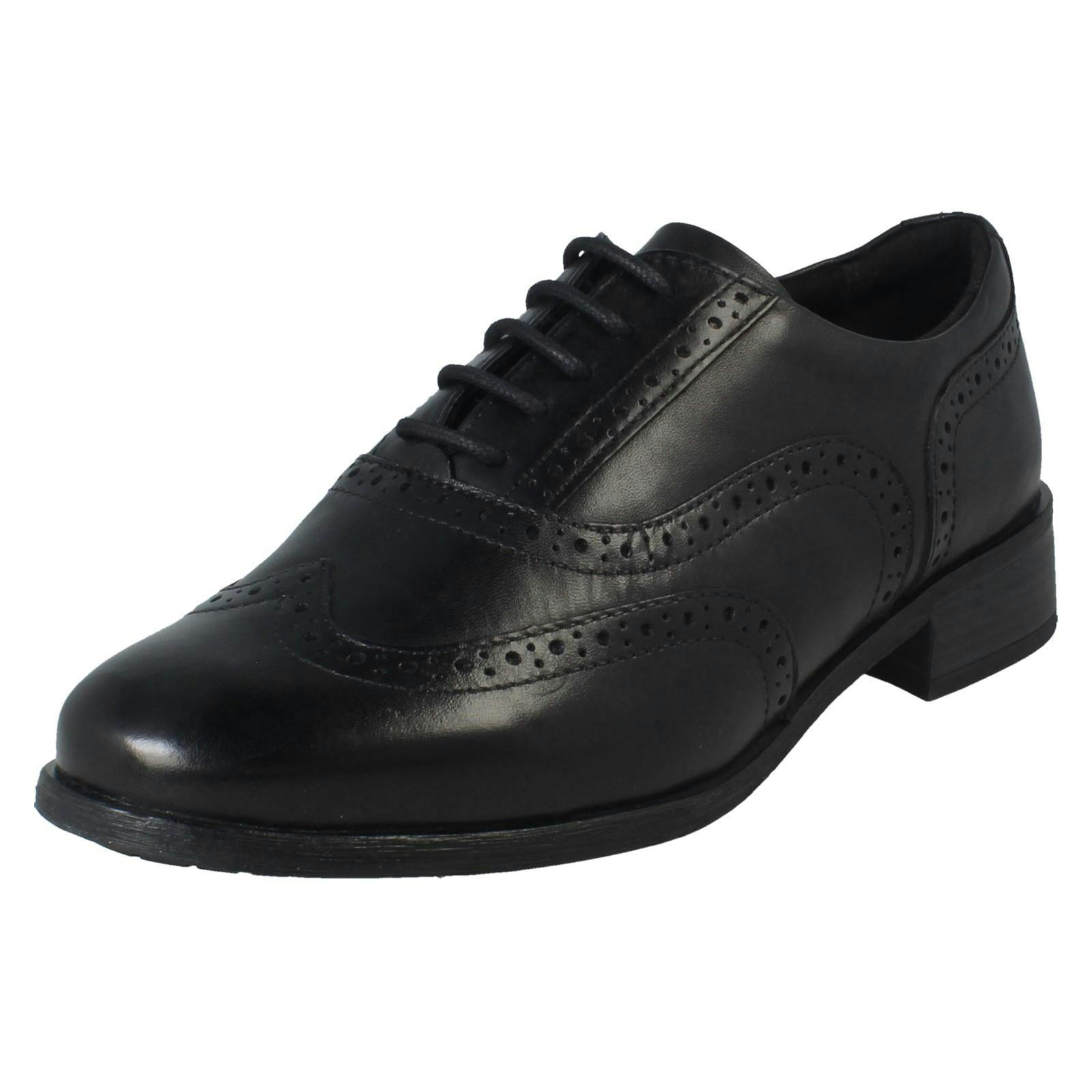 Clarks Women's Black Lace Up Smart Brogue Shoes Havisham Oak - Leather - Uk 4.5