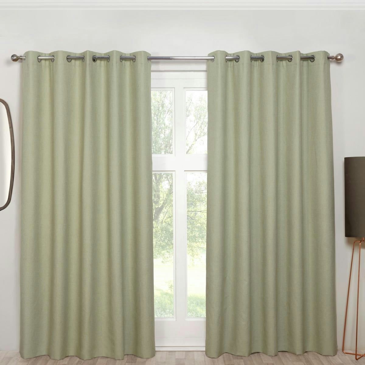 Rackhams Green Cosmos Eyelet Ready Made Eyelet Curtains - 66X90" - Curtains