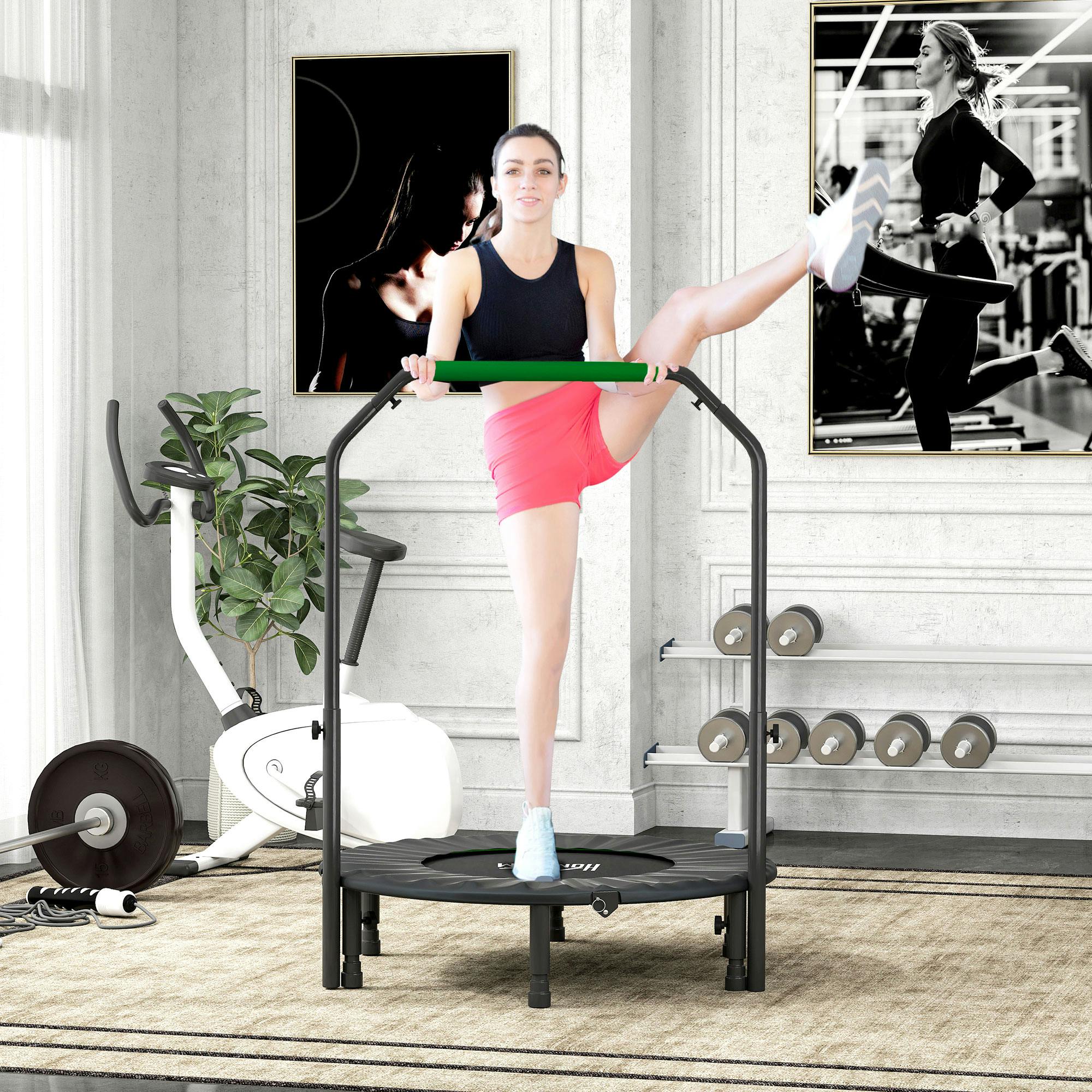 Homcom Green 40" Foldable Mini Fitness Trampoline W/ Foam Handle, - 40"