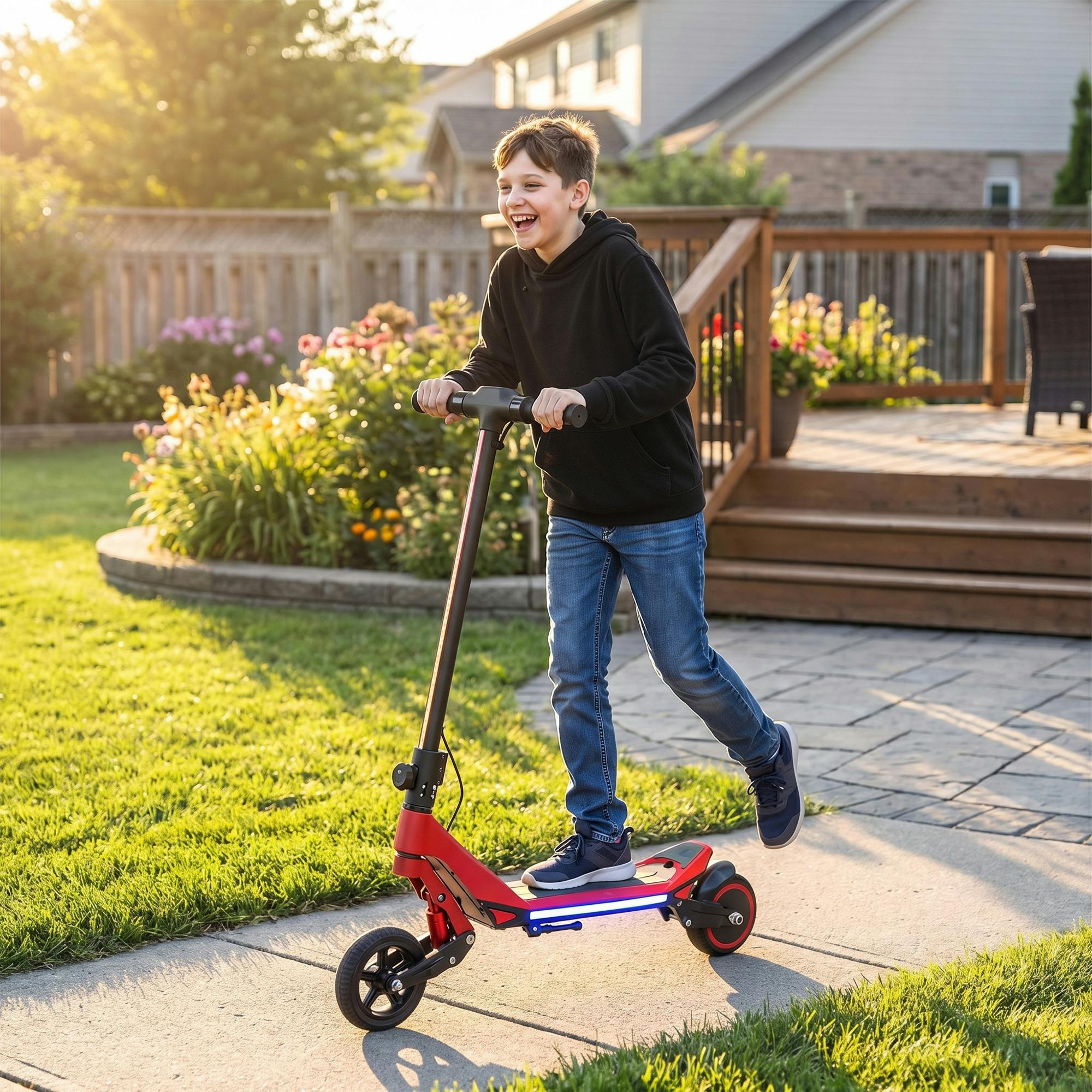 Sportnow Red Electric Scooter For Kids, Foldable E Scooter For Age Age 6+ - 93 X 39 X 103 Cm - Electric Scooter