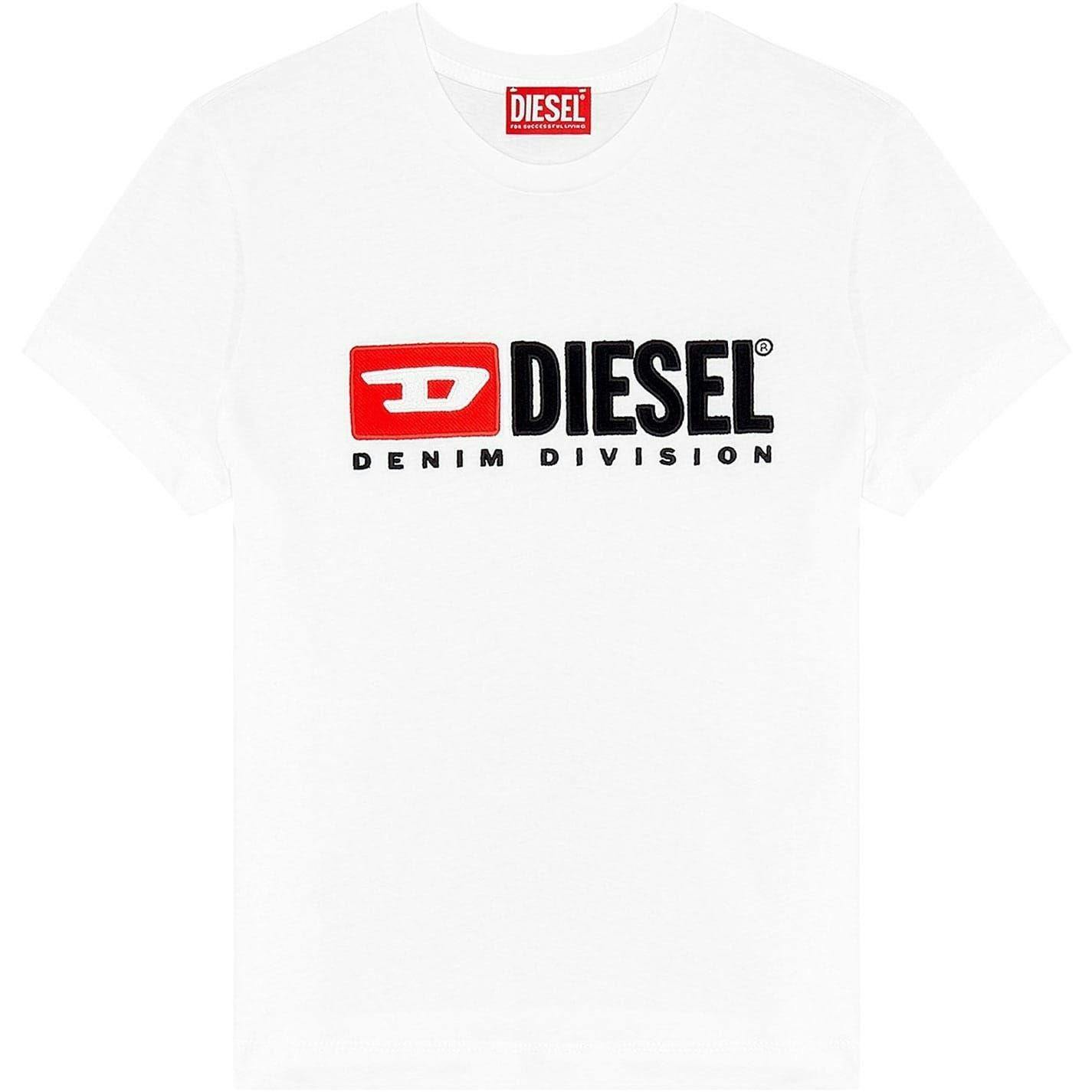 Diesel Women's White / Diegor Div Cotton Jersey T-Shirt - 12 Uk - 100% Cotton