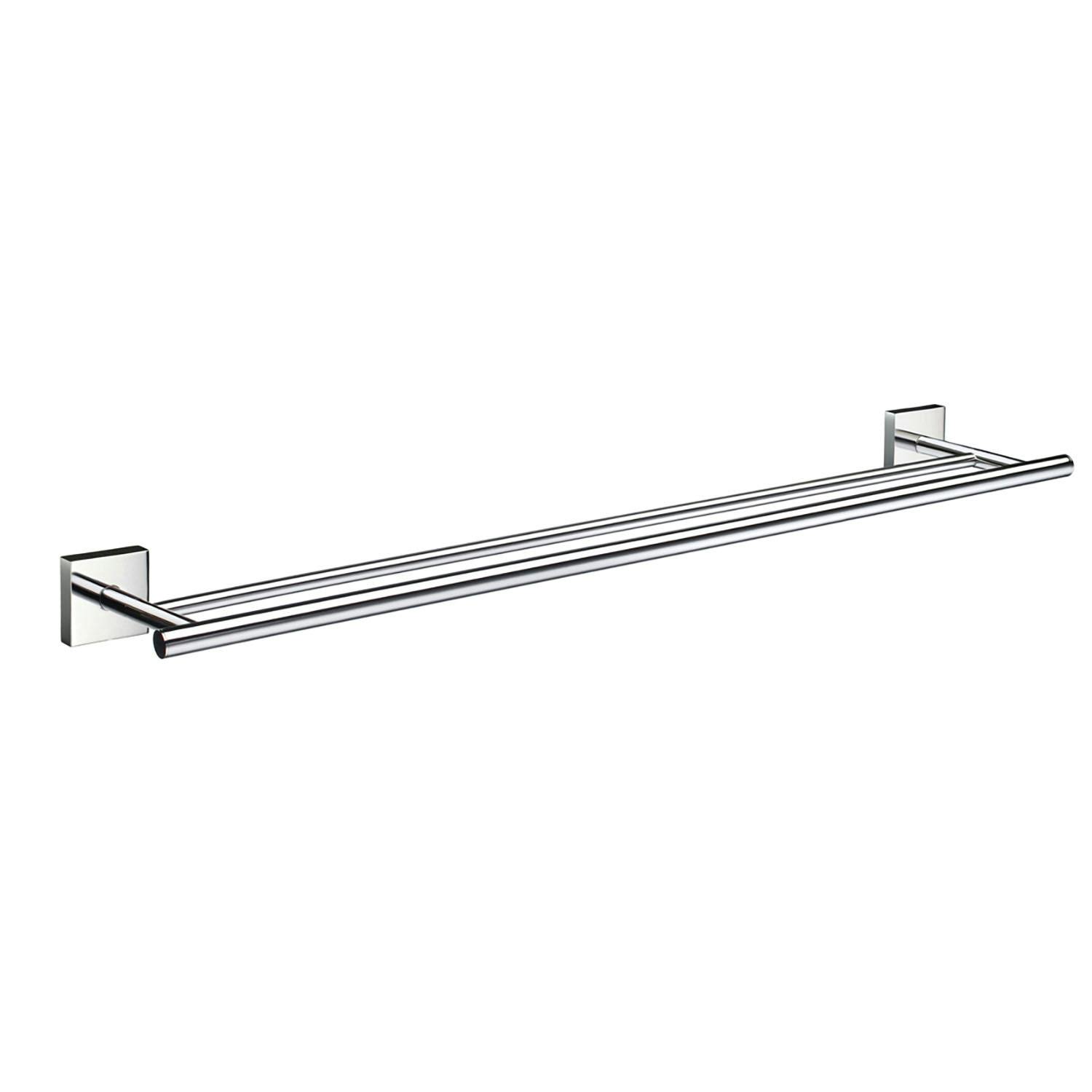 Smedbo Polished Chrome Double Towel Rail 64.8Cm/25.5" Wall Mounted With Concealed Screws Bathroom Towel Holder