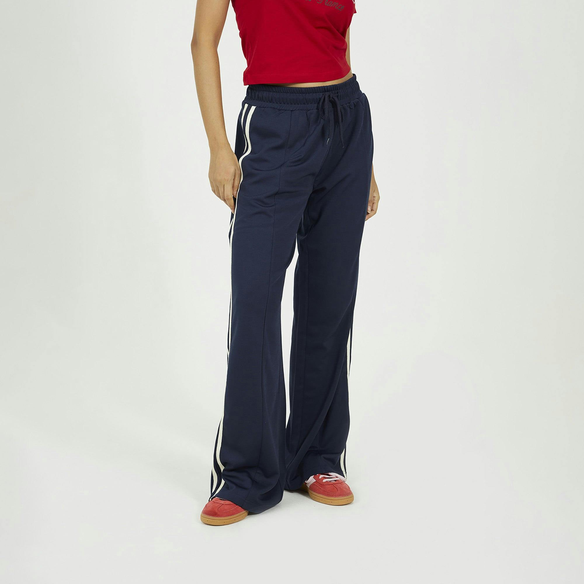 Brave Soul Side Stripe Wide Leg Joggers - Navy - Navy - Xl