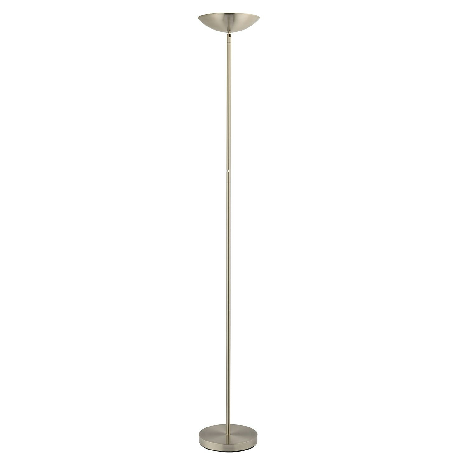 Rackhams Light/White Modern Led Uper Metal Floor Lamp In Satin Nickel With Memory Dimmer Button