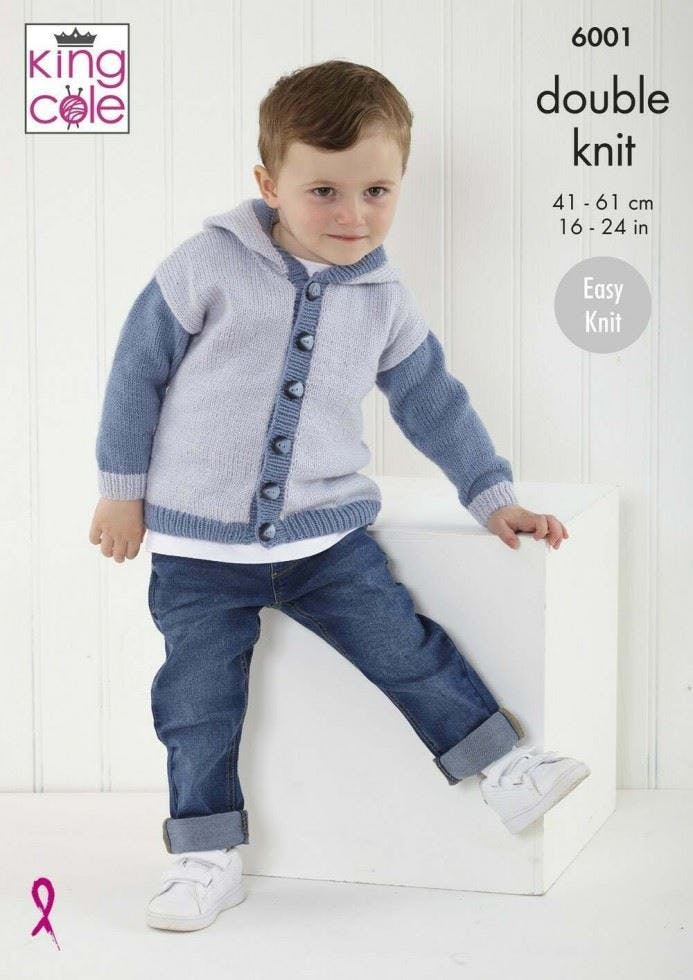 King Cole Baby DK Knitting Pattern - 6001 Baby and Toddlers Cardigans & Hat - Image 3