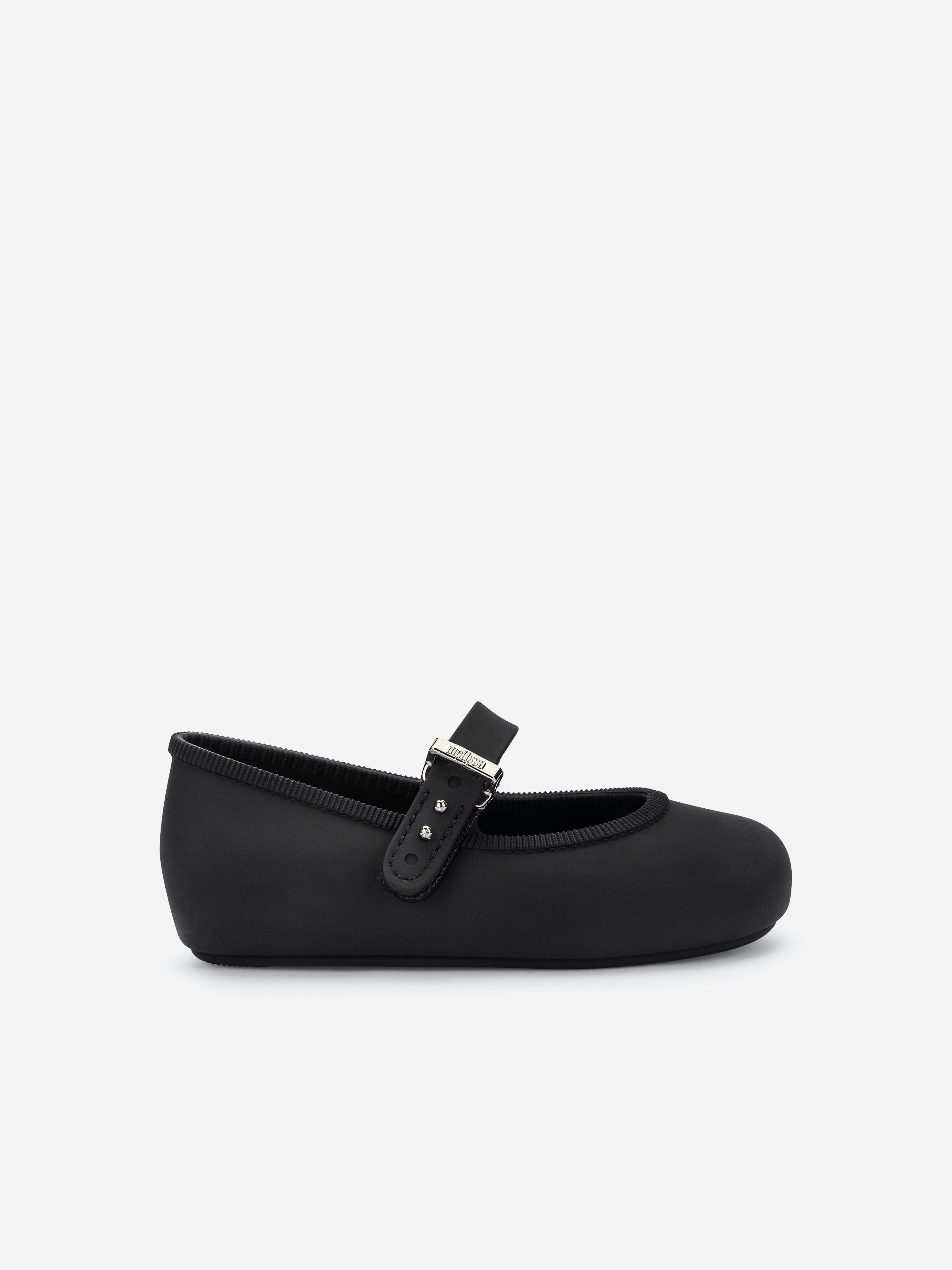 Mini Melissa Girls Black Soft Ballerinas In - Eu 30 Uk 11