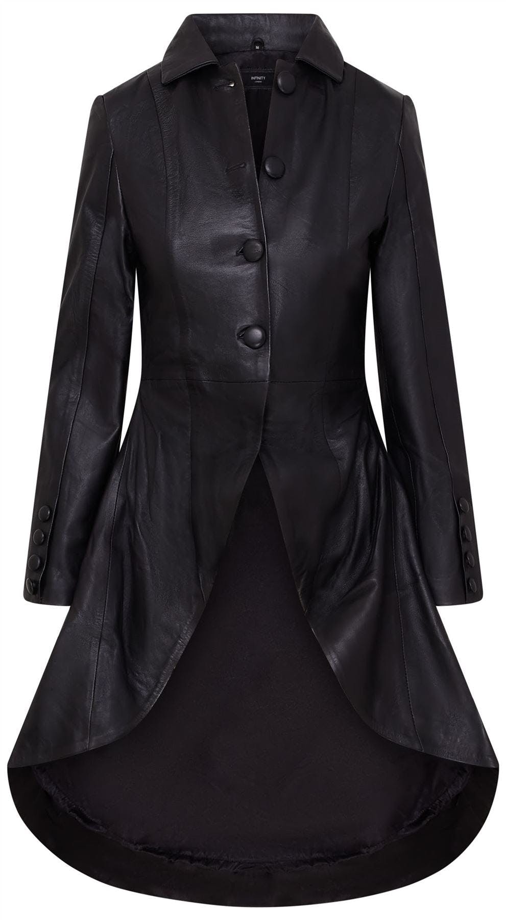 Infinity Leather Women's Black Gothic Full Length Victorian Leather Coat - Vantaa - Uk Xl/16 | Eu 42 | Us 12