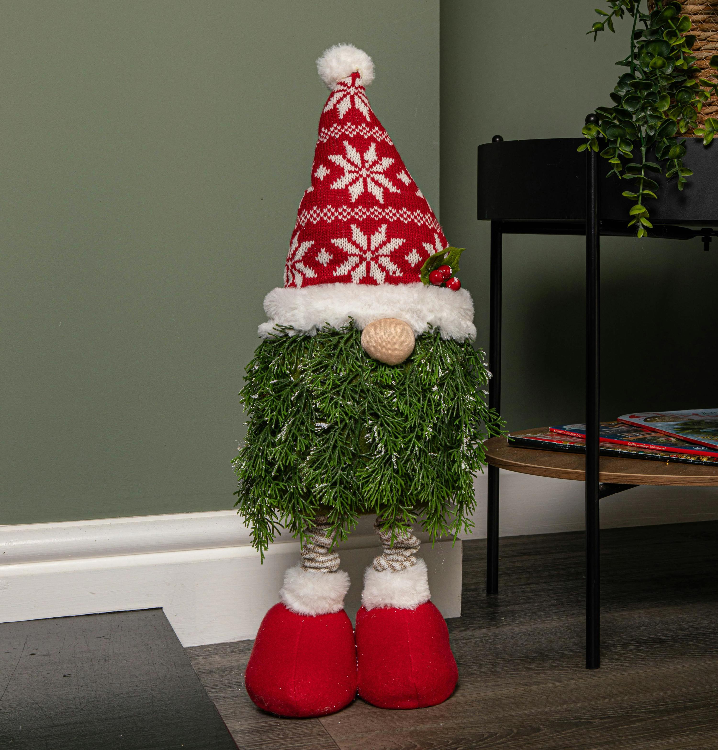Rackhams Red/White 76Cm And Christmas Tree Standing Gonk With Snowflake Hat And Extendable Legs