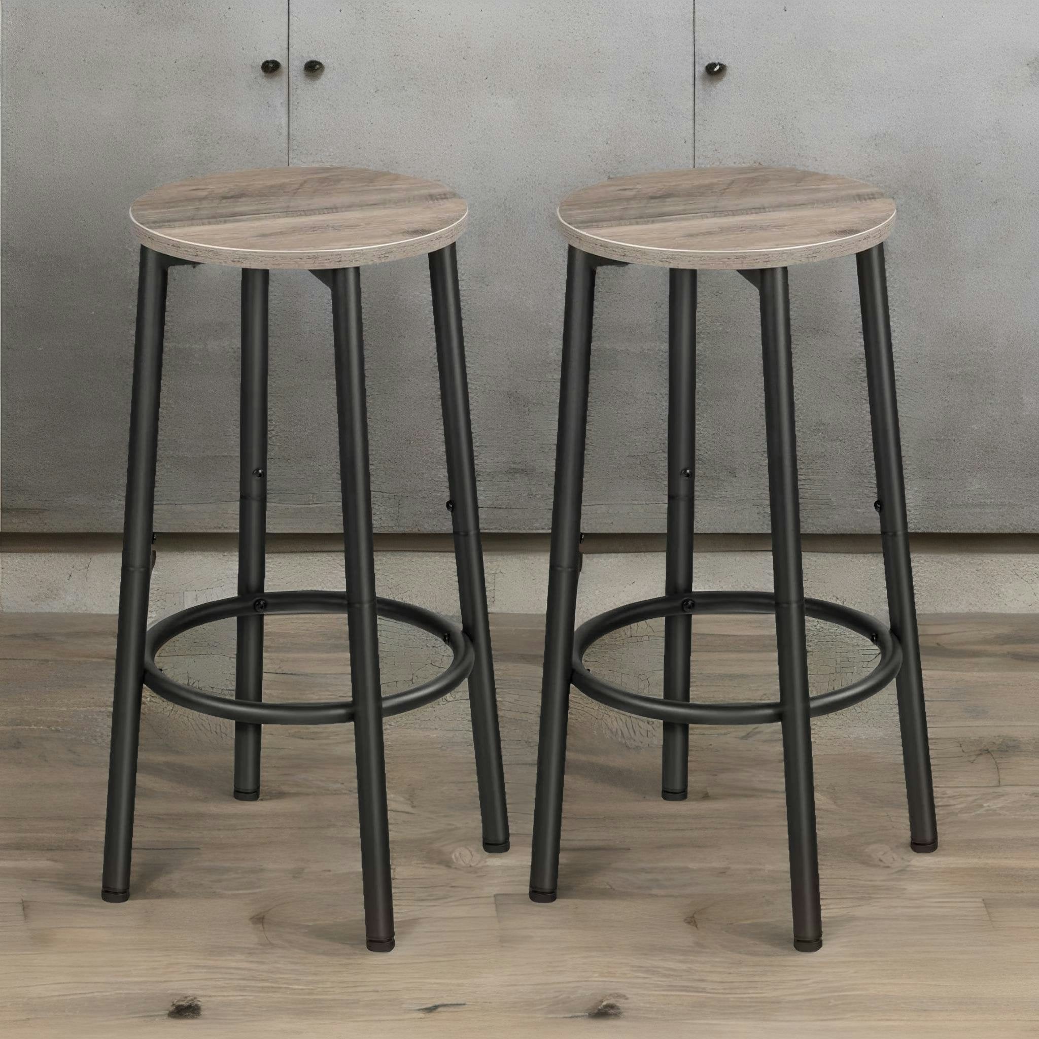 Rafaelo Mobilia Black Set Of 2 Bar Stools Greige