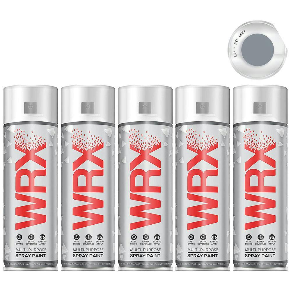 Rackhams Grey 6X Wrx Mid Spray Paint Acrylic 400Ml - Image 6
