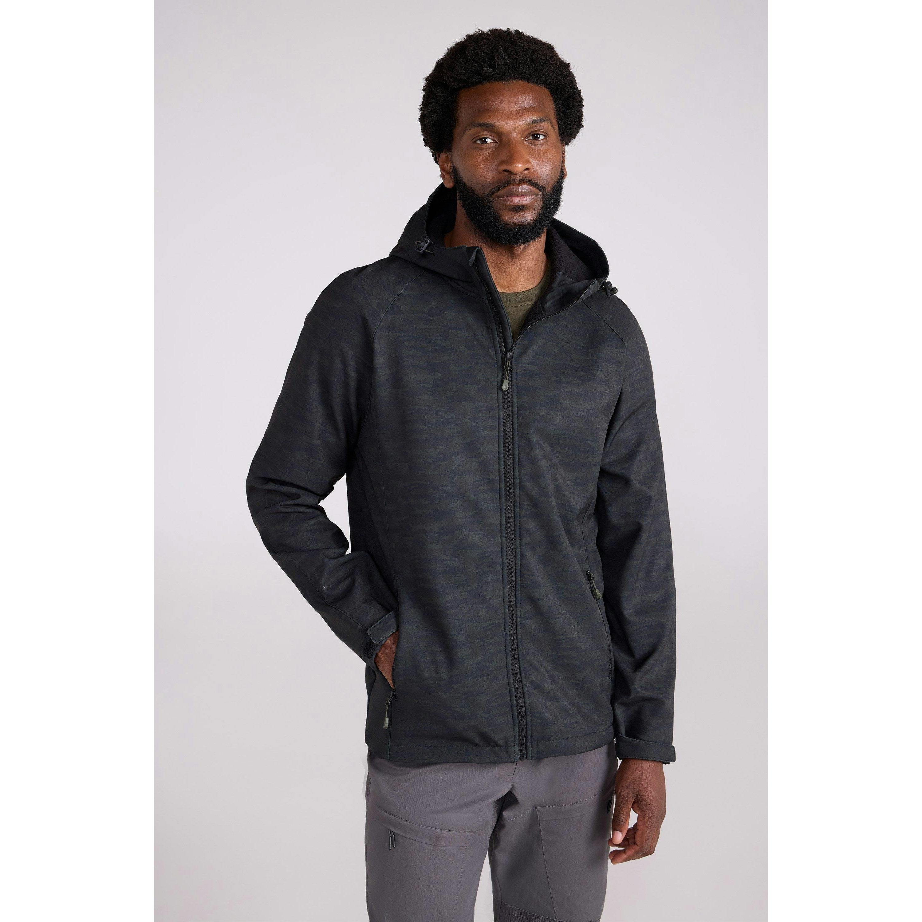 Mountain Warehouse Men's Dark Exodus Showerproof Soft Shell Jacket - Khaki - Xs - Khaki - 96% Polyester/4% Elastane
