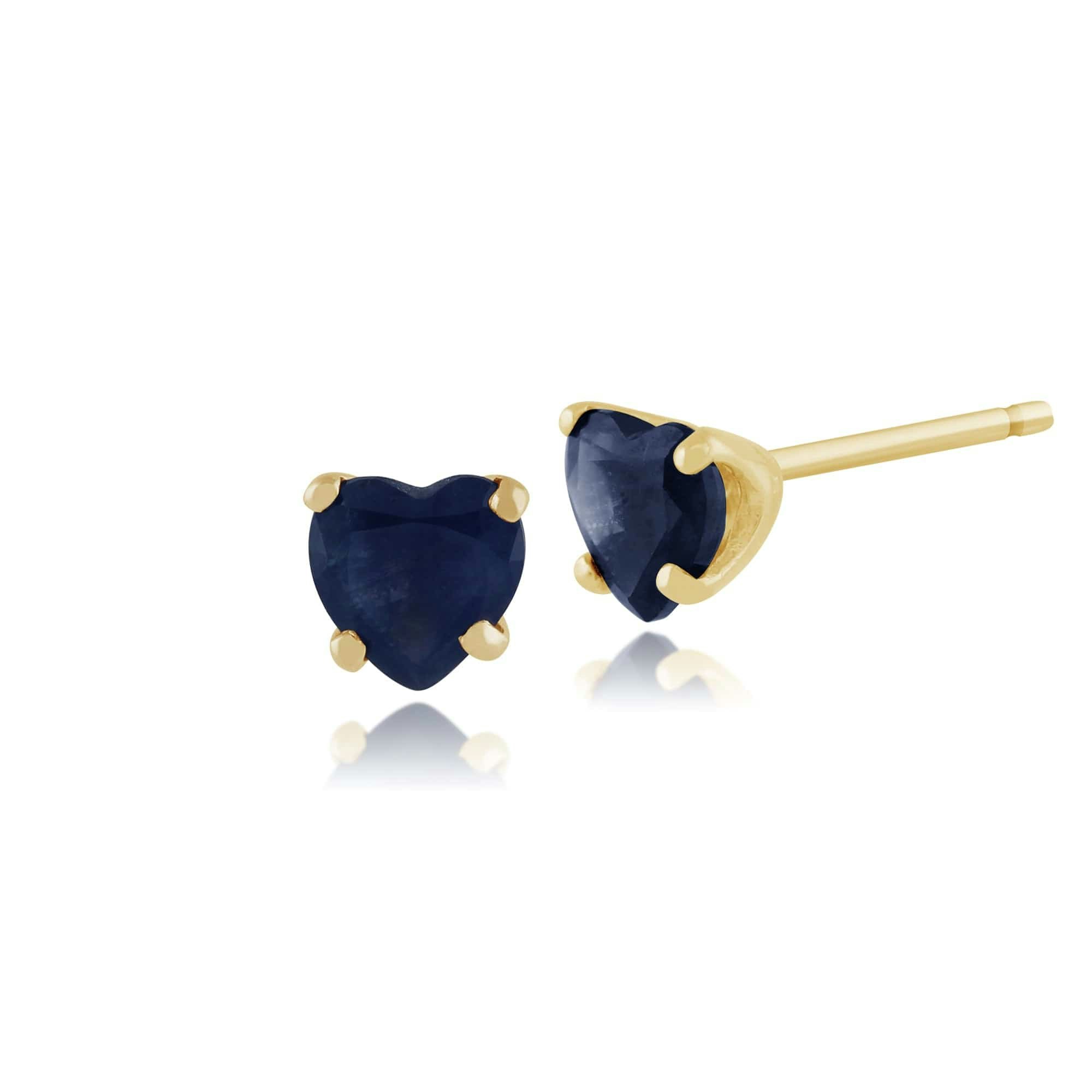 Gemondo Blue/Yellow/Gold Petite Heart Sapphire Stud Earrings In 9Ct