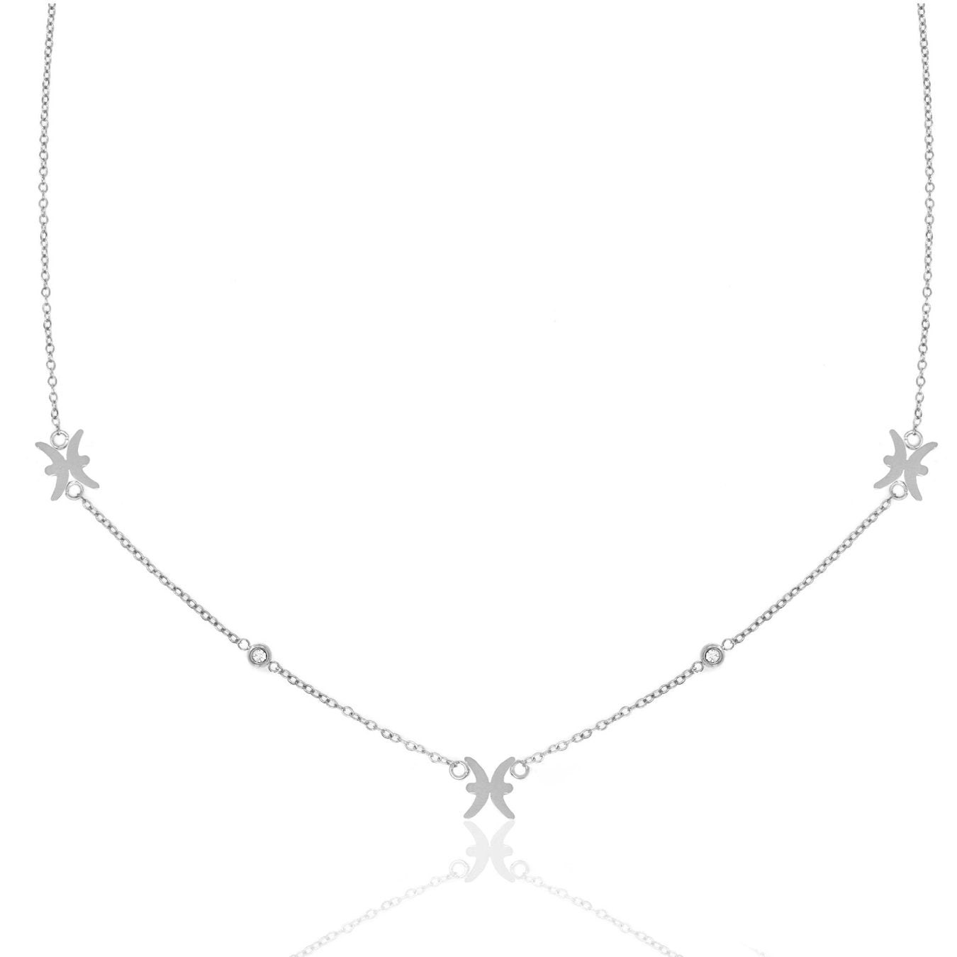 Say It With Silver/Yellow/Gold Pisces Necklace With Cz Stones - Plated