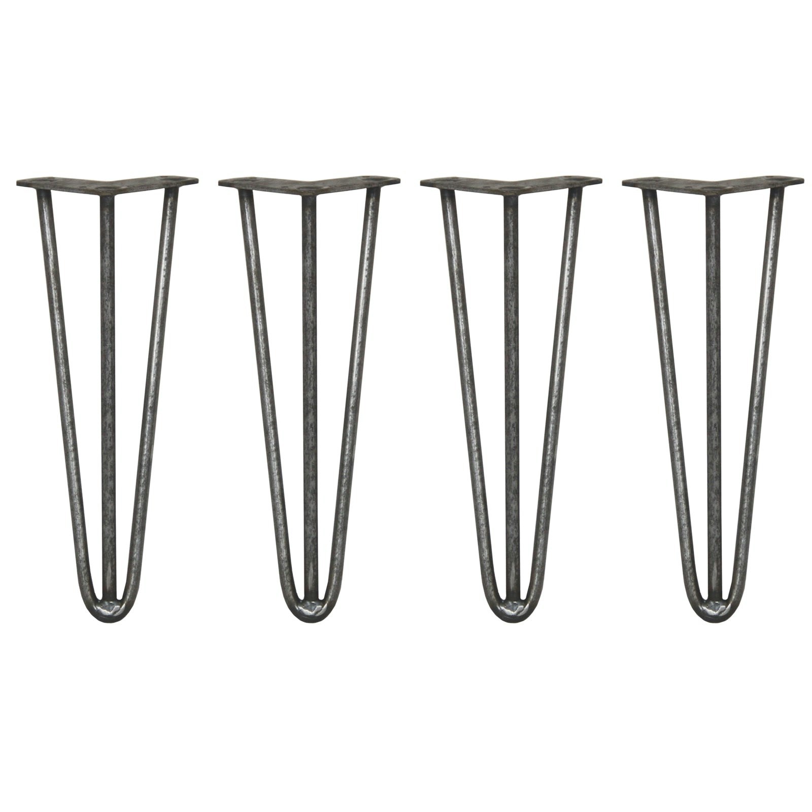 Rackhams 4 X 14" Hairpin Legs - 3 Prong - 12Mm - Raw Steel