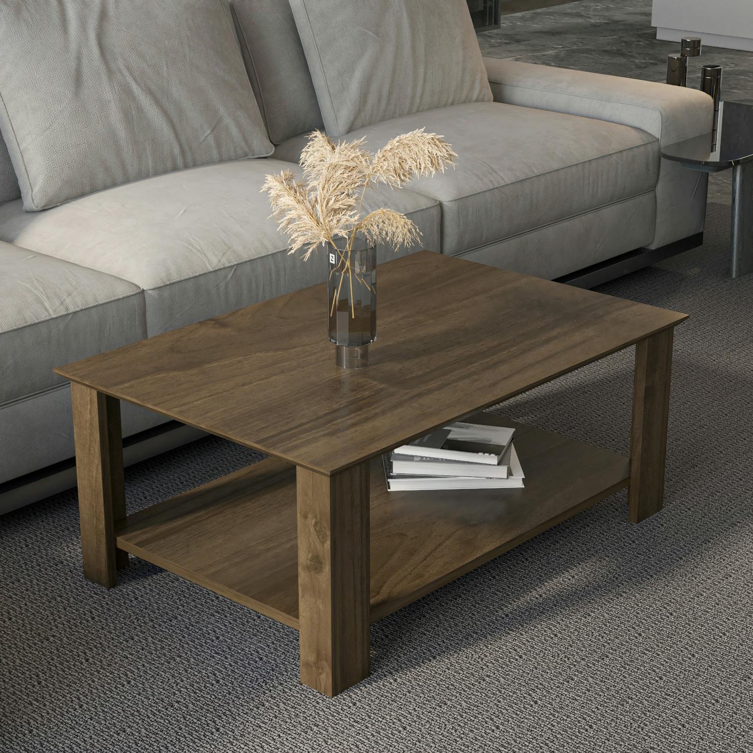 Decorotika Leroy 90 Cm Rectangular Coffee Table - Walnut