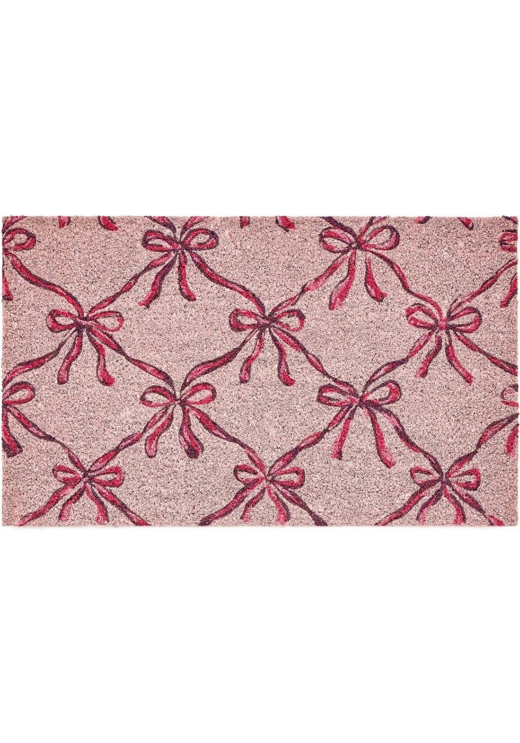 Rackhams Pink Eco-Friendly Blush Bows Coir Doormat - 45X75 Cm