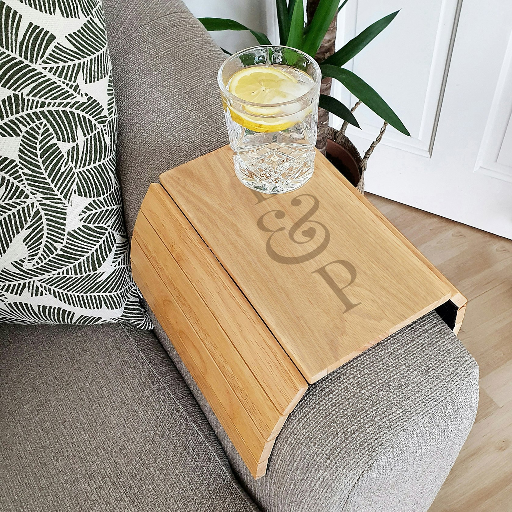 Rackhams Personalised Initials Wooden Sofa Tray