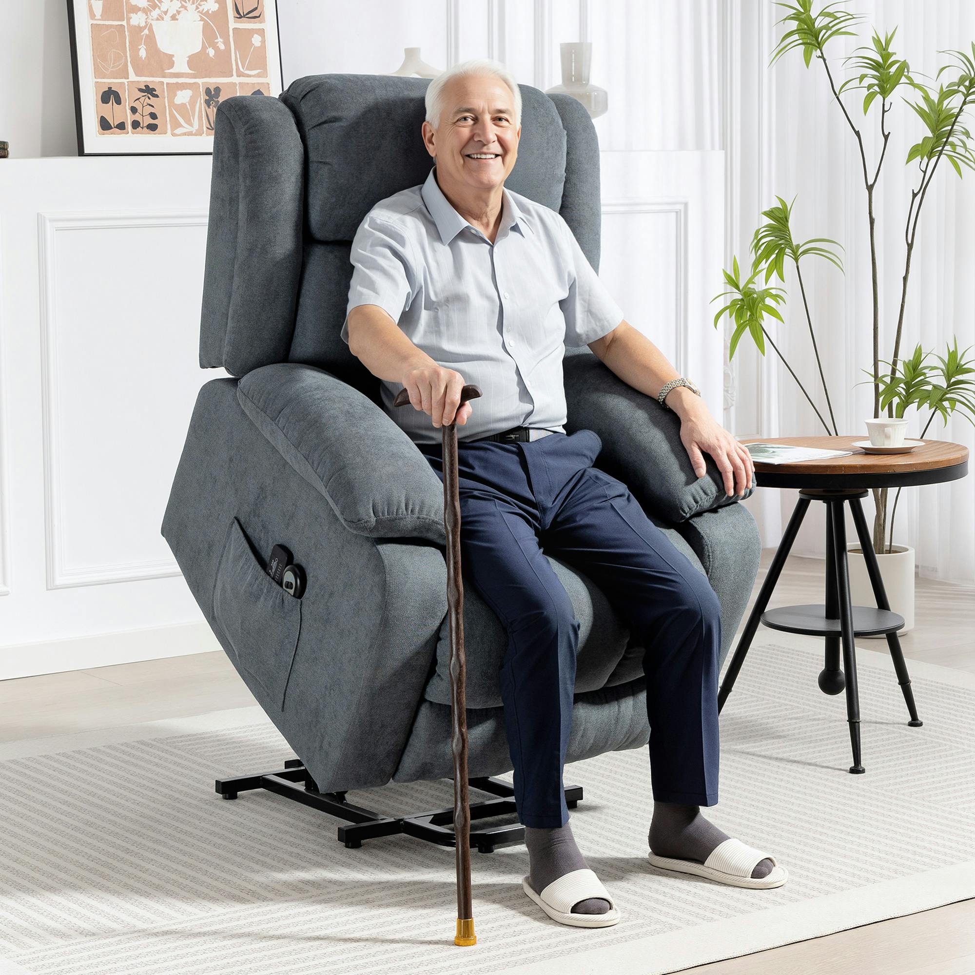 Homcom Brown/Grey Power Lift Recliner Chair, Lift Chair For Elderly With Massage,