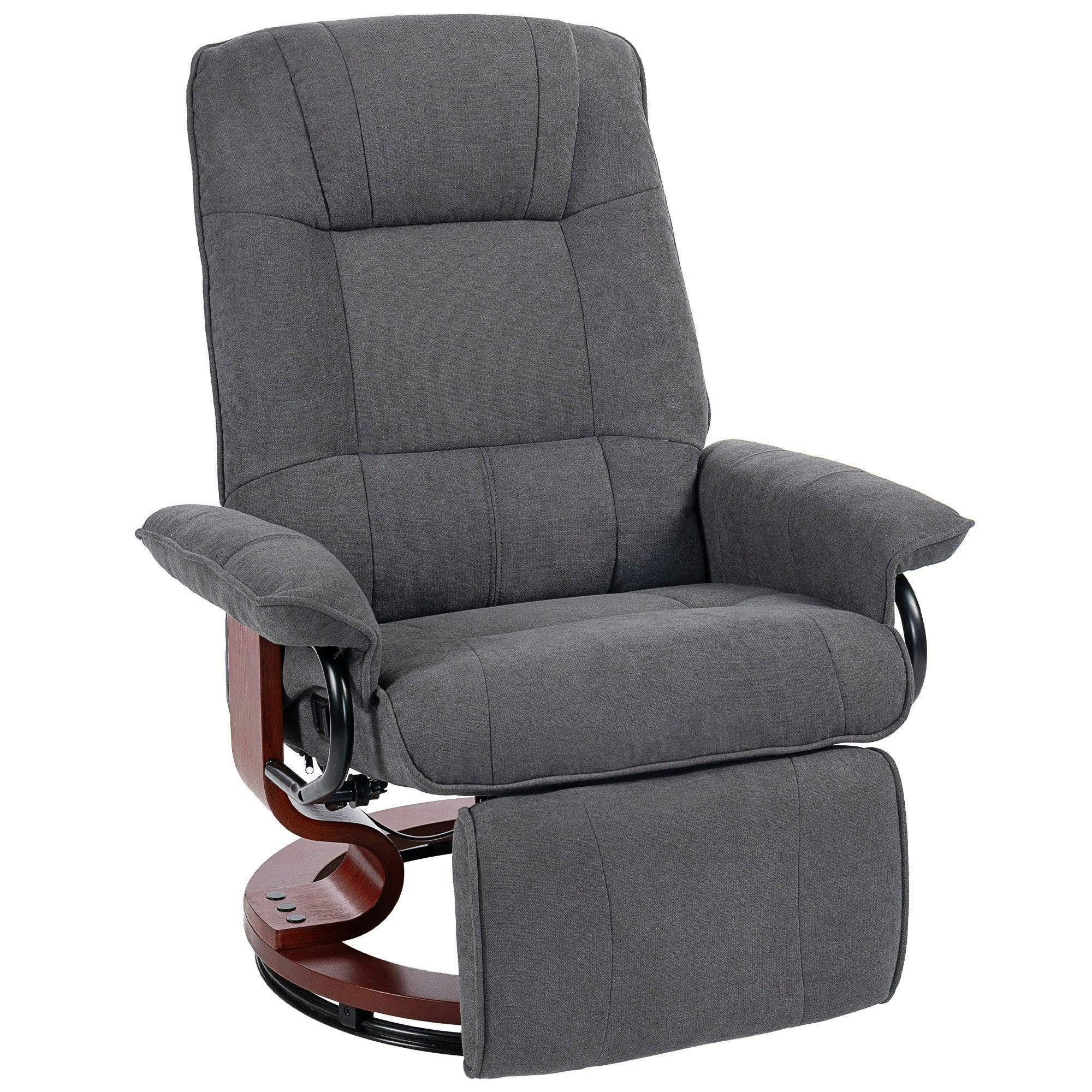 Homcom Unisex Grey Manual Recliner Swivel Reclining Chair With Footrest Armrests Armchair - Image 4