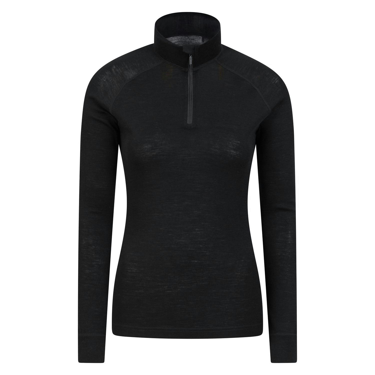 Mountain Warehouse Women's Black Merino Wool Zip Neck Thermal Top - 18 Uk - 80% Merino Wool/20% Polyester