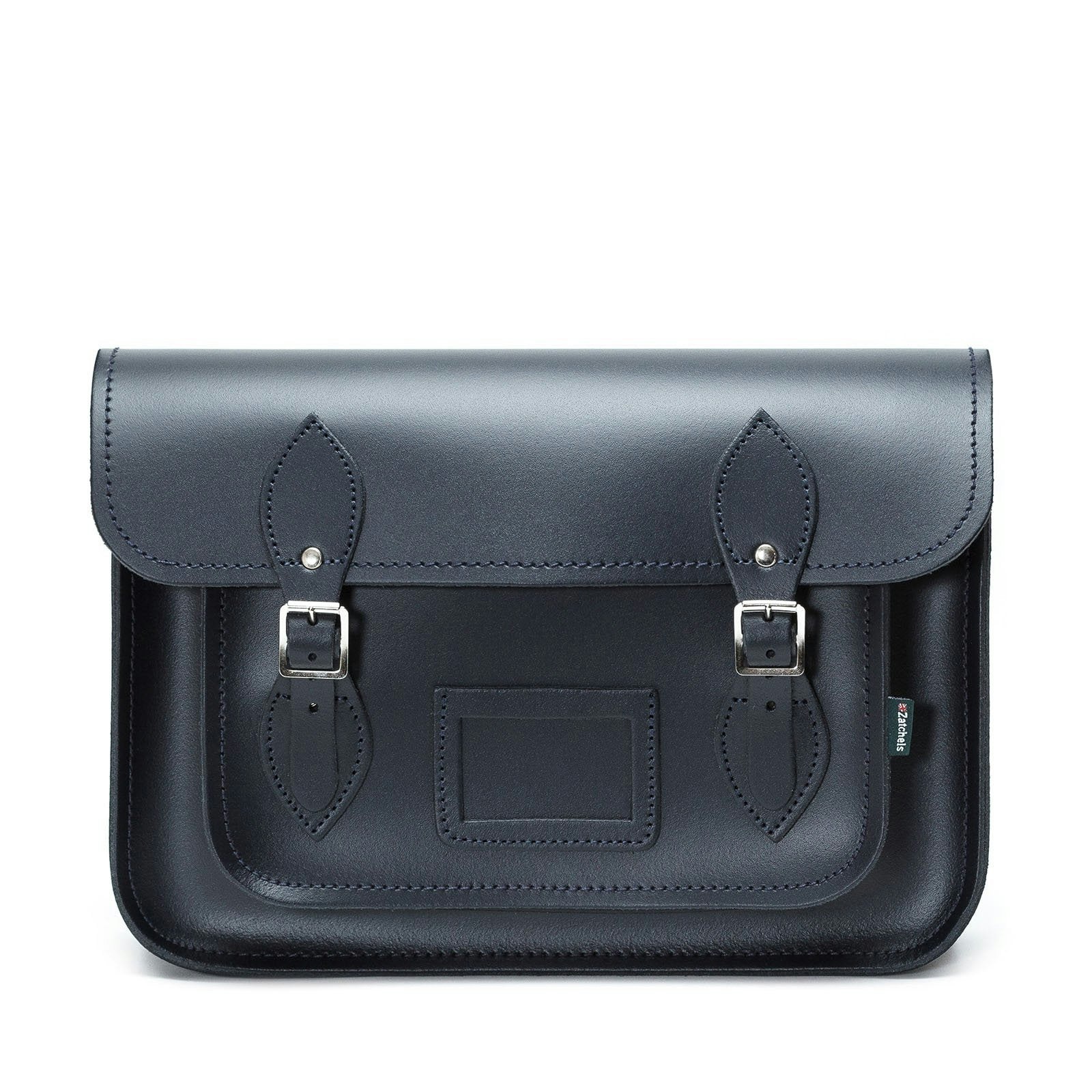 Zatchels Blue Handmade Leather Satchel - Navy - 16"